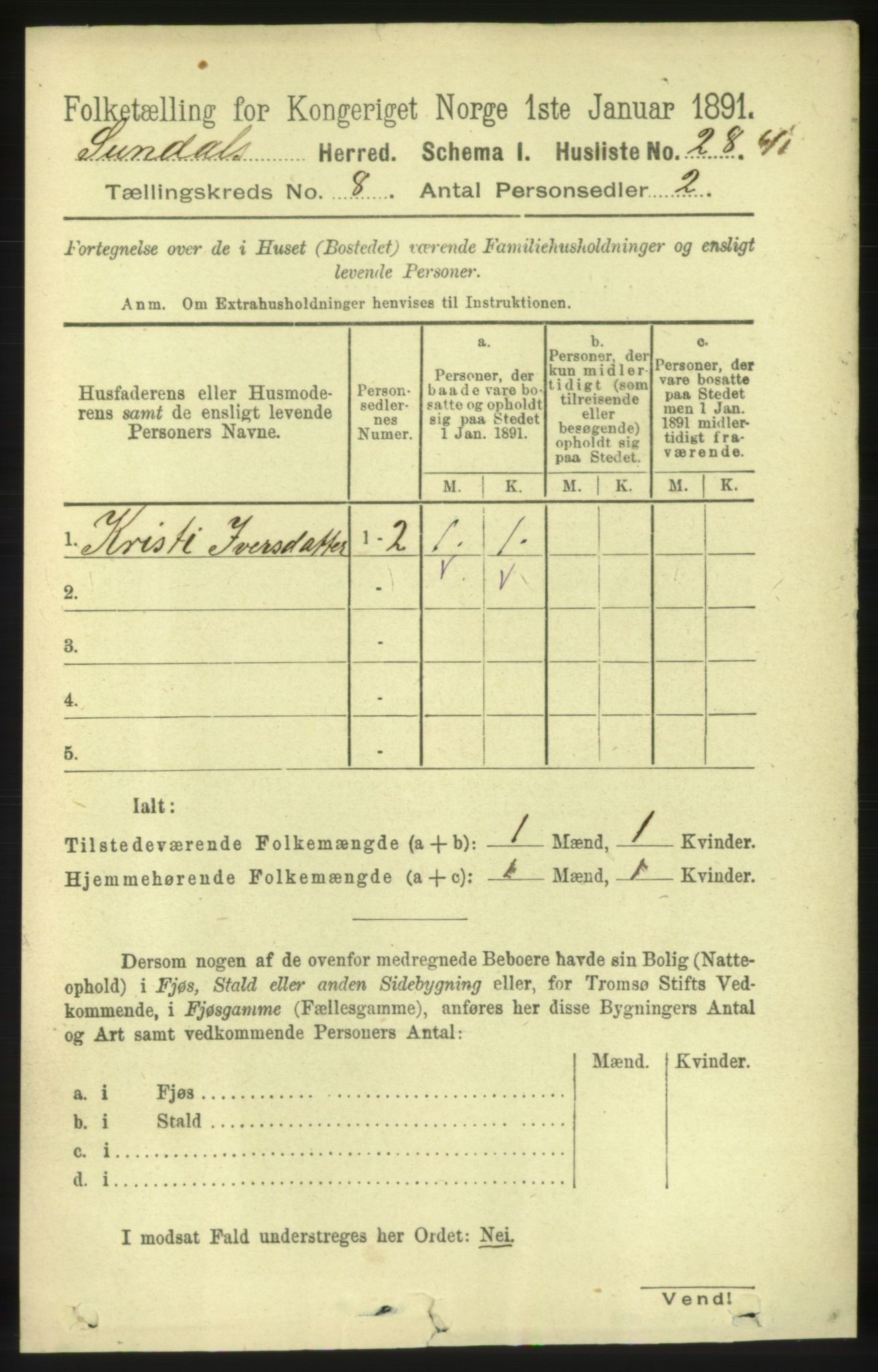 RA, 1891 census for 1563 Sunndal, 1891, p. 2146