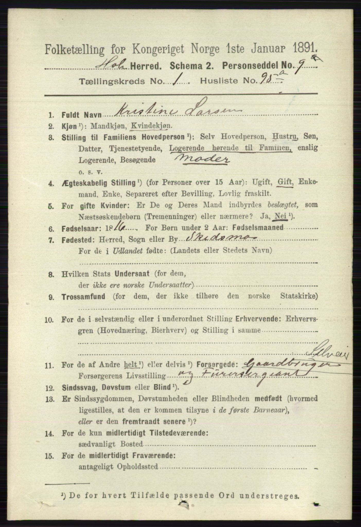 RA, 1891 census for 0612 Hole, 1891, p. 650