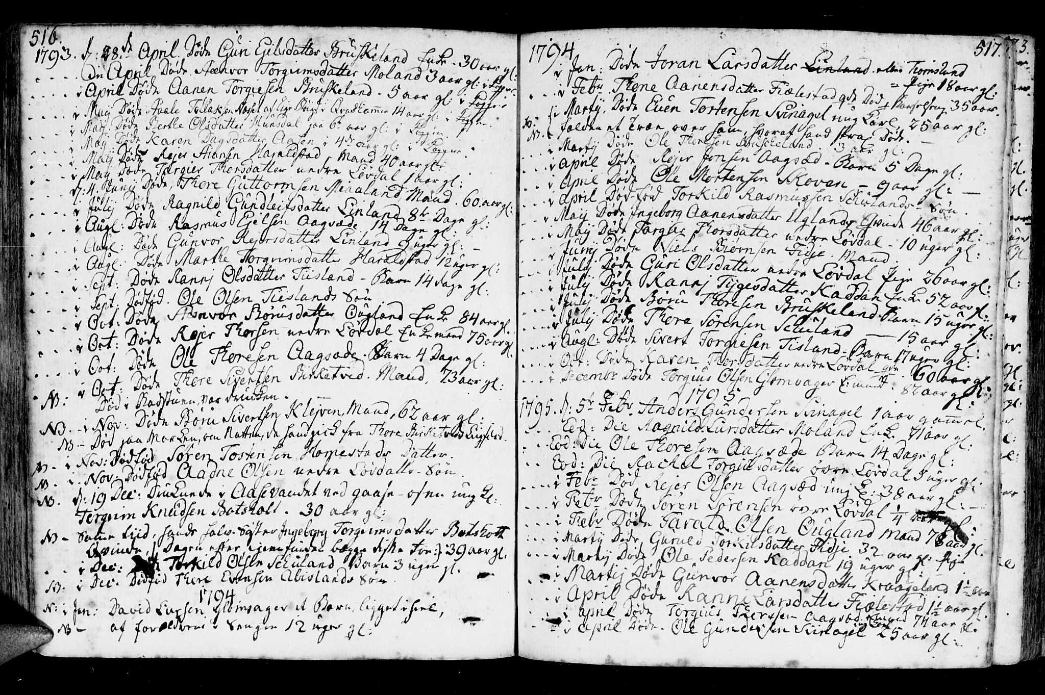 Holum sokneprestkontor, AV/SAK-1111-0022/F/Fa/Fab/L0004: Parish register (official) no. A 4, 1774-1847, p. 516-517