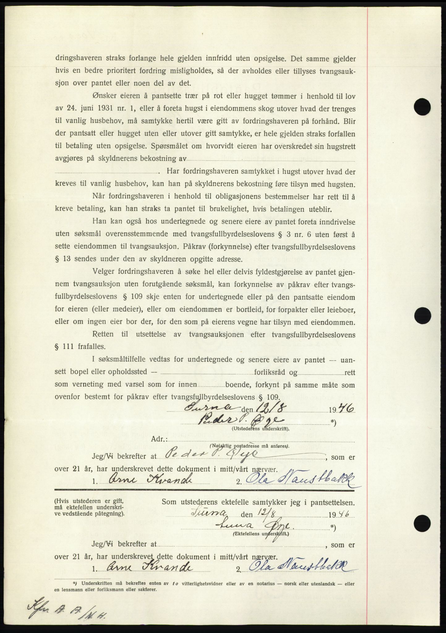 Nordmøre sorenskriveri, AV/SAT-A-4132/1/2/2Ca: Mortgage book no. B94, 1946-1946, Diary no: : 1628/1946