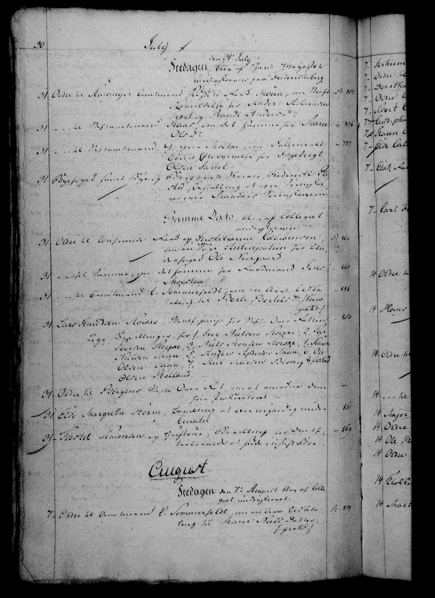 Danske Kanselli 1800-1814, RA/EA-3024/H/Hf/Hfb/Hfbc/L0002: Underskrivelsesbok m. register, 1801, p. 30