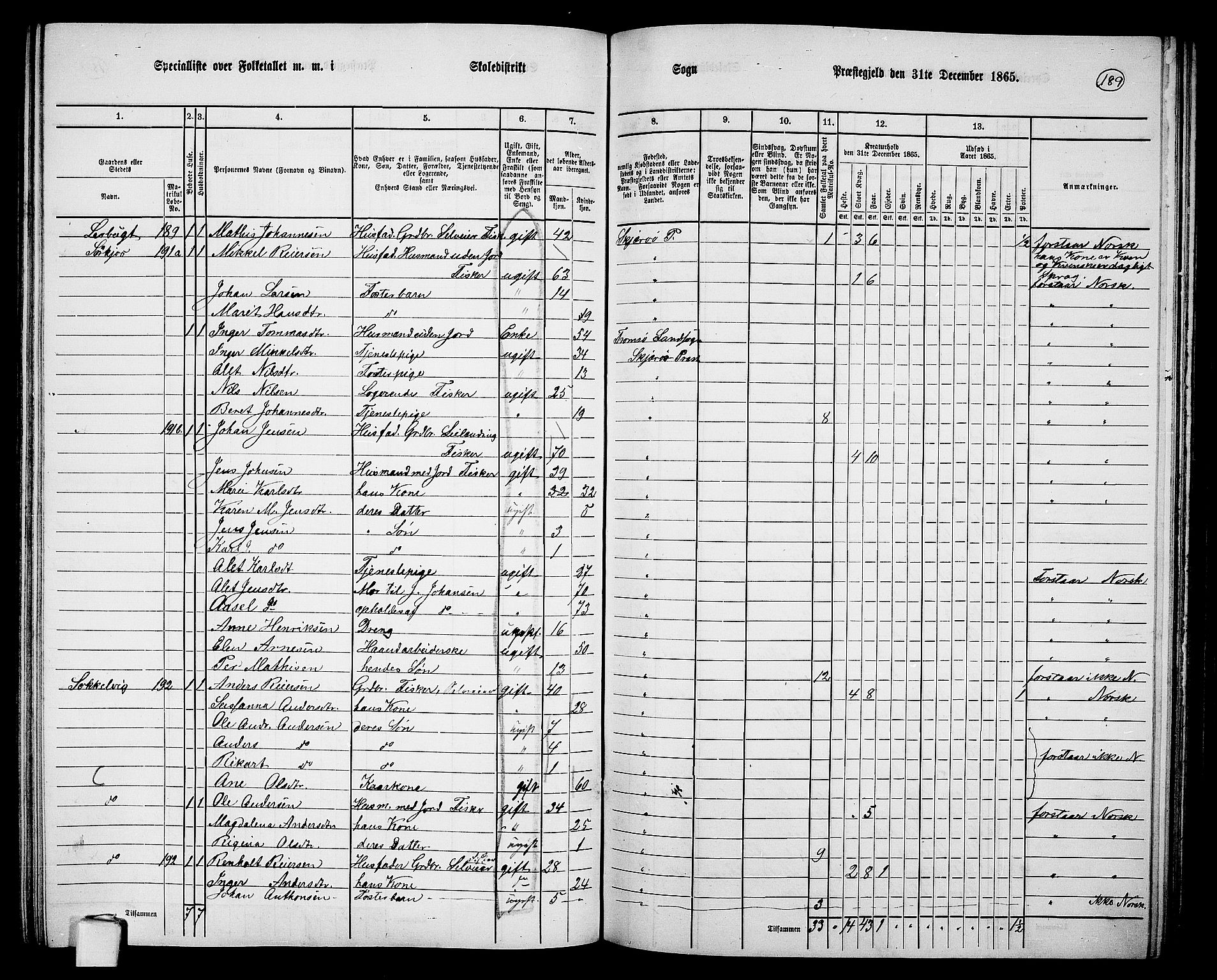 RA, 1865 census for Skjervøy, 1865, p. 71