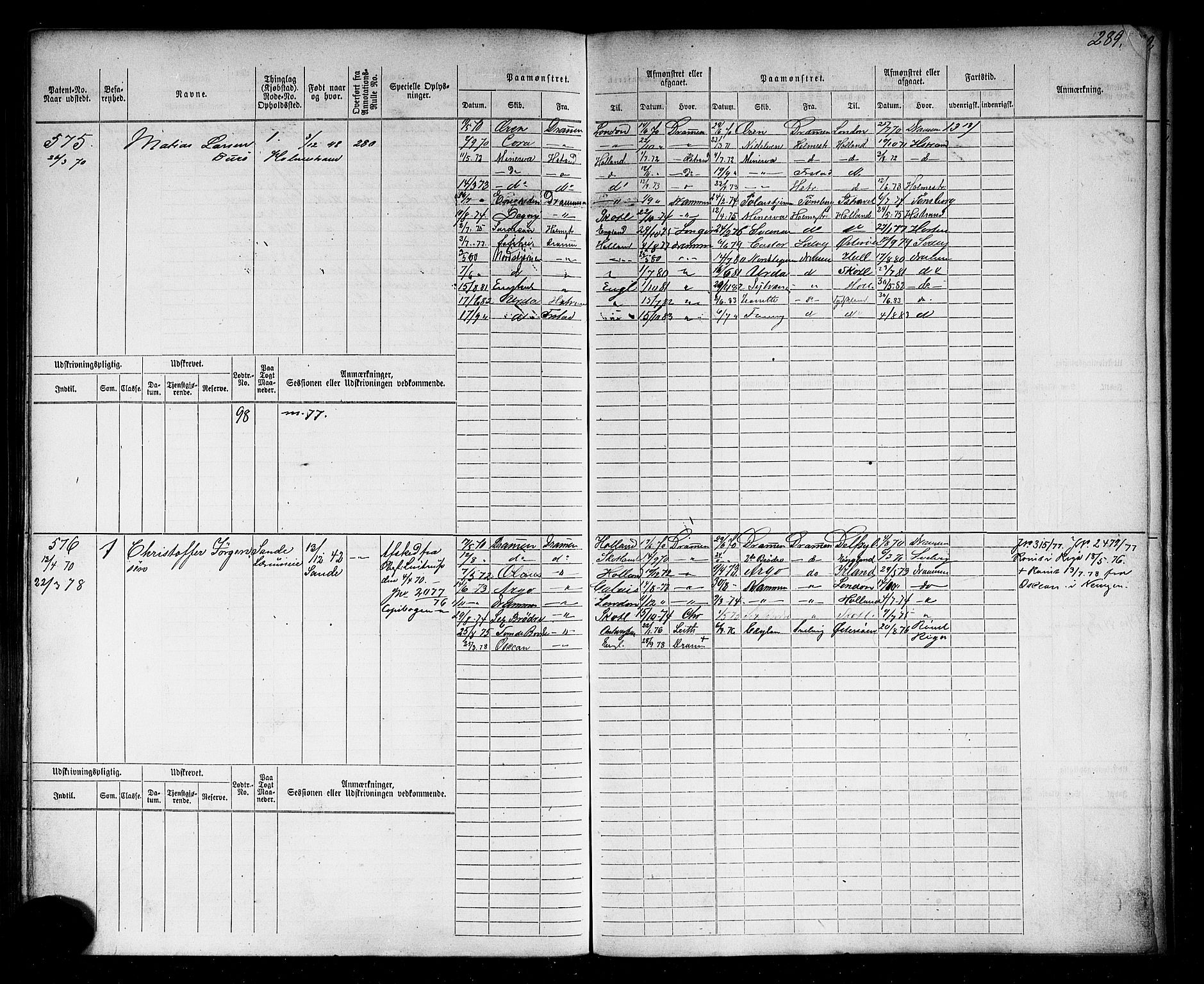 Holmestrand innrulleringskontor, AV/SAKO-A-1151/F/Fc/L0001: Hovedrulle, 1868-1872, p. 292