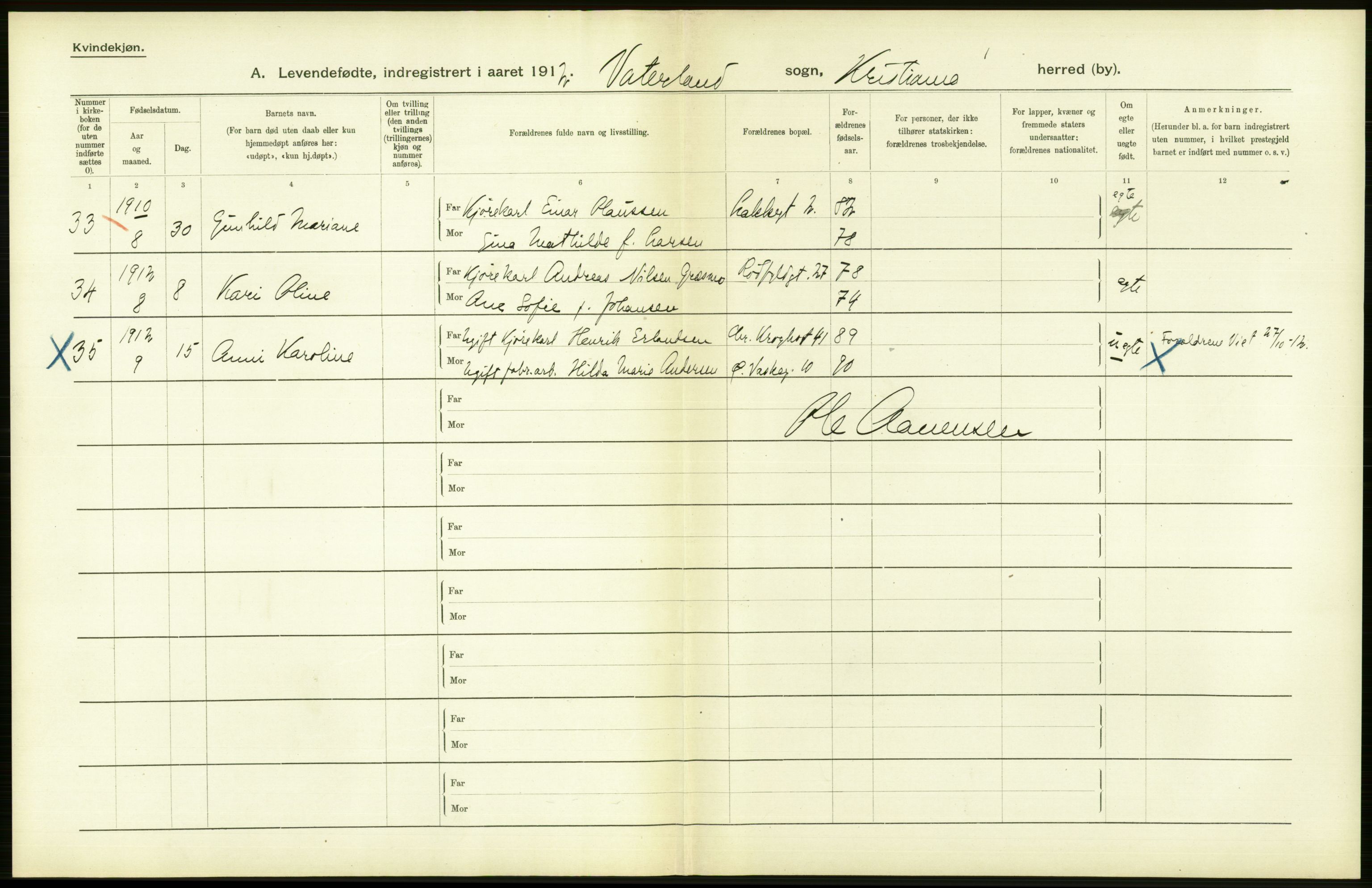 Statistisk sentralbyrå, Sosiodemografiske emner, Befolkning, RA/S-2228/D/Df/Dfb/Dfbb/L0006: Kristiania:  Levendefødte menn og kvinner., 1912, p. 648