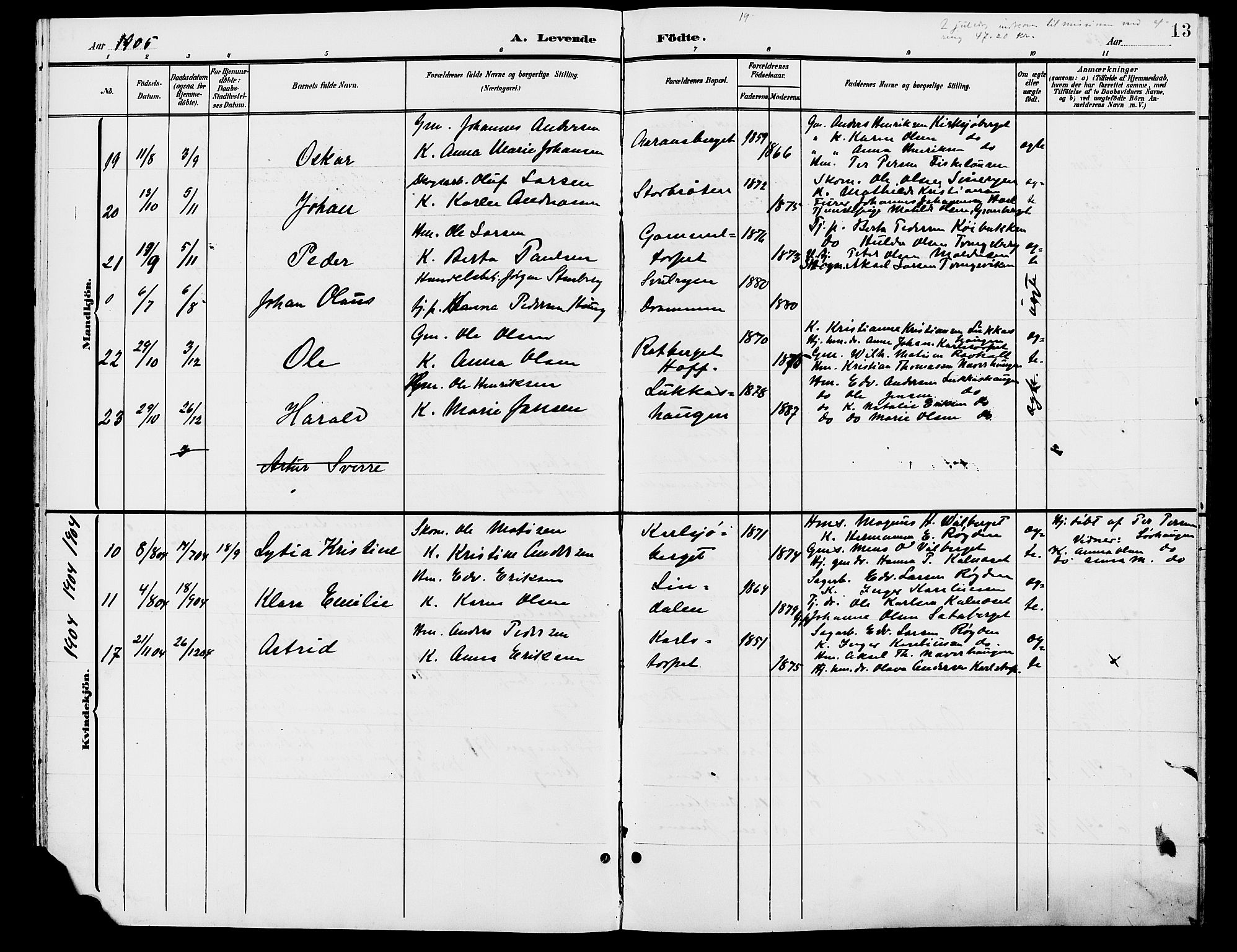 Grue prestekontor, AV/SAH-PREST-036/H/Ha/Hab/L0006: Parish register (copy) no. 6, 1902-1910, p. 13