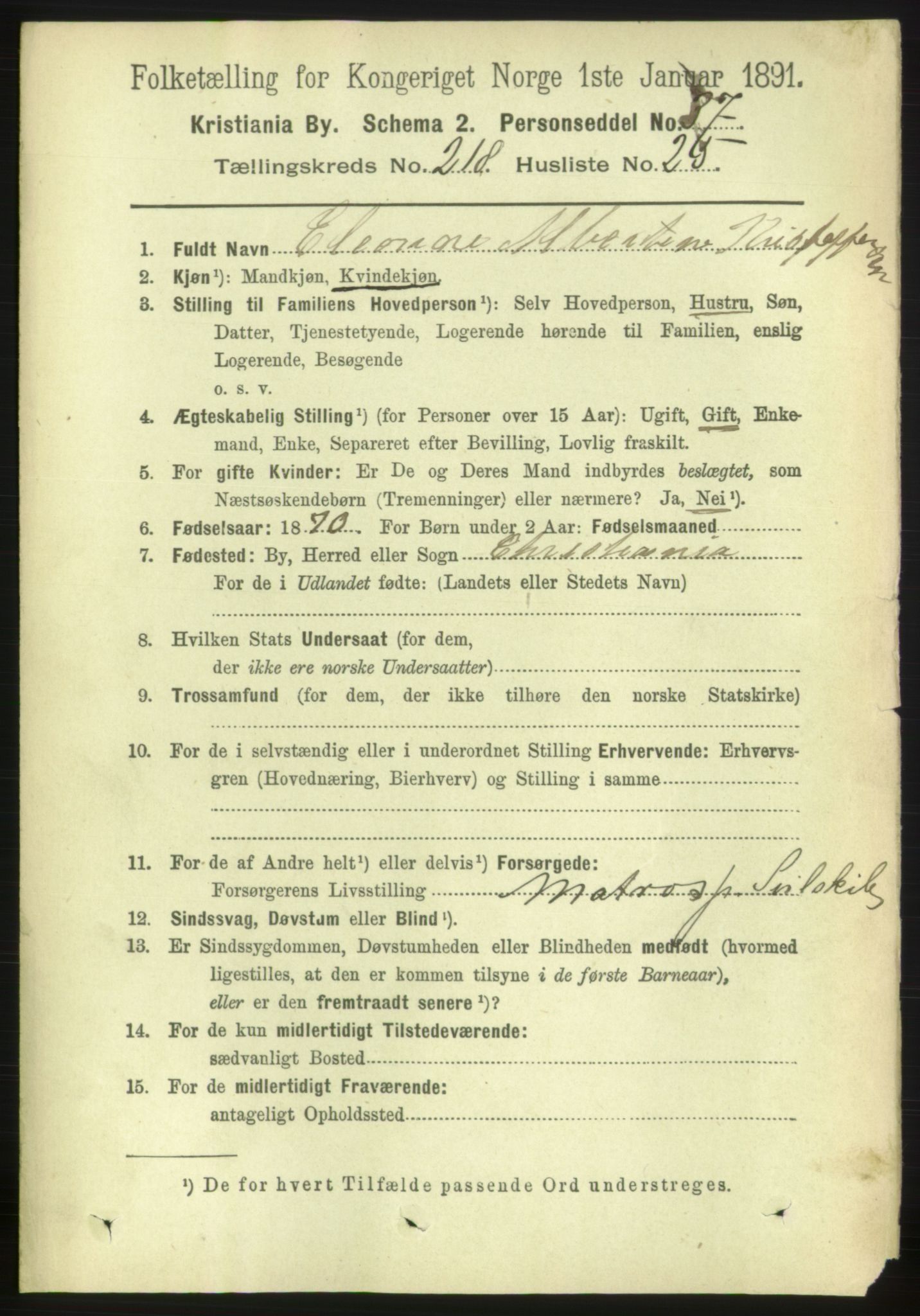 RA, 1891 census for 0301 Kristiania, 1891, p. 129654