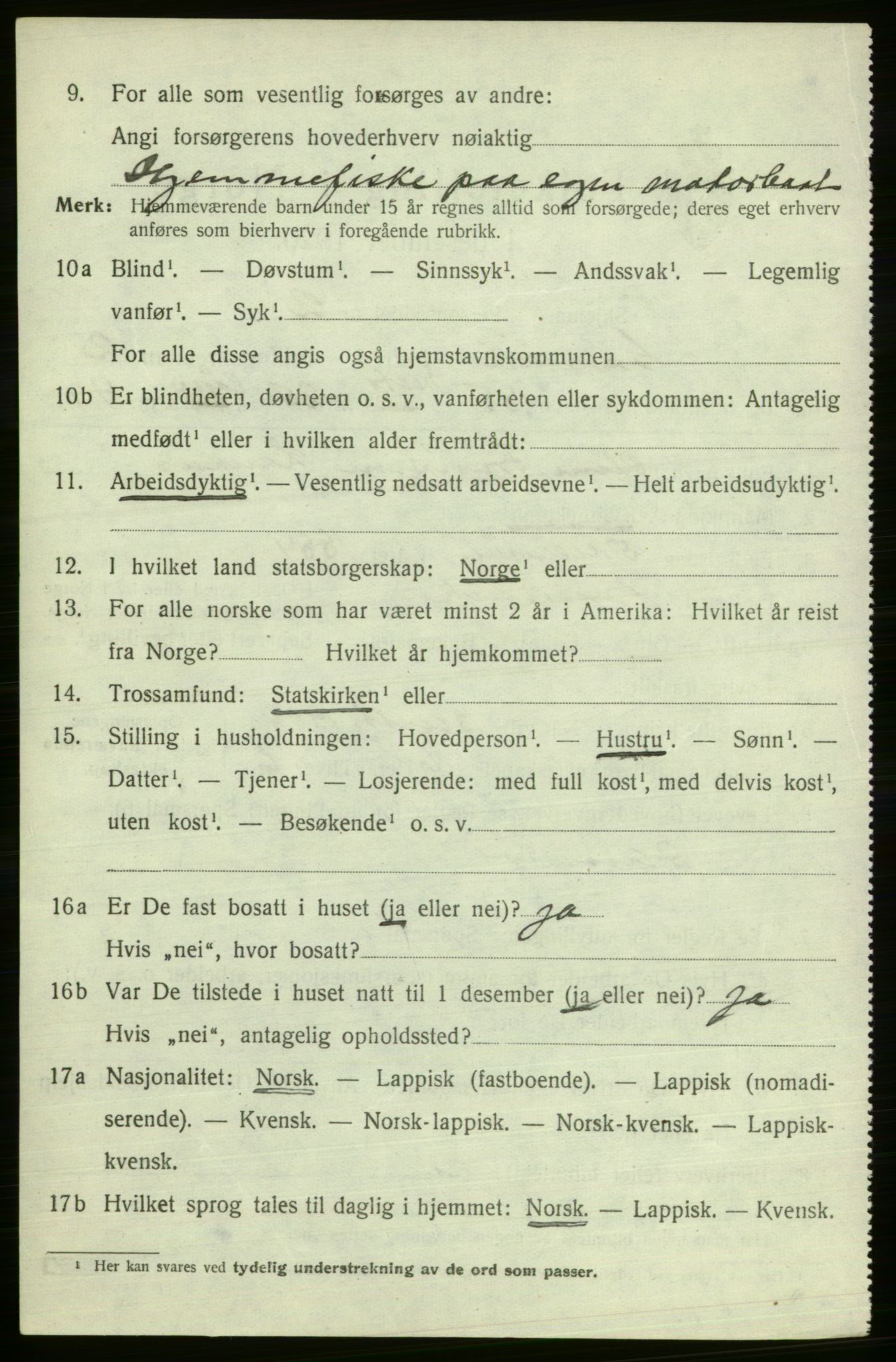 SATØ, 1920 census for Gamvik, 1920, p. 2383