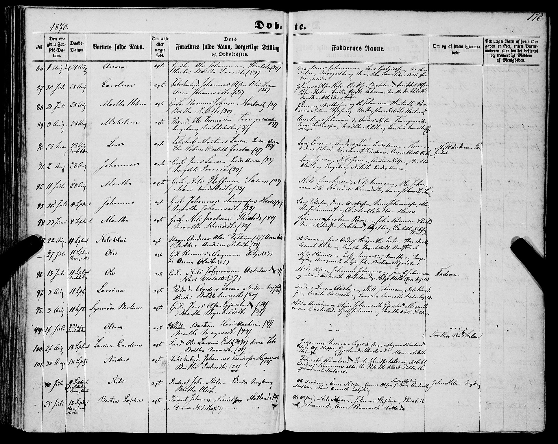 Haus sokneprestembete, AV/SAB-A-75601/H/Haa: Parish register (official) no. A 17, 1858-1870, p. 178