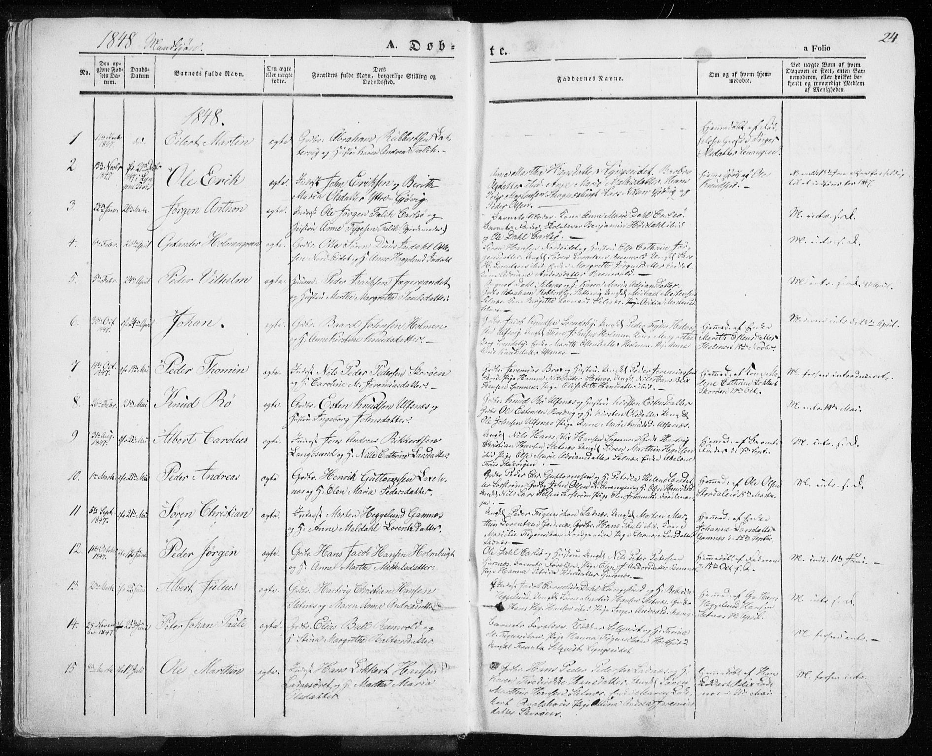 Karlsøy sokneprestembete, SATØ/S-1299/H/Ha/Haa/L0003kirke: Parish register (official) no. 3, 1843-1860, p. 24