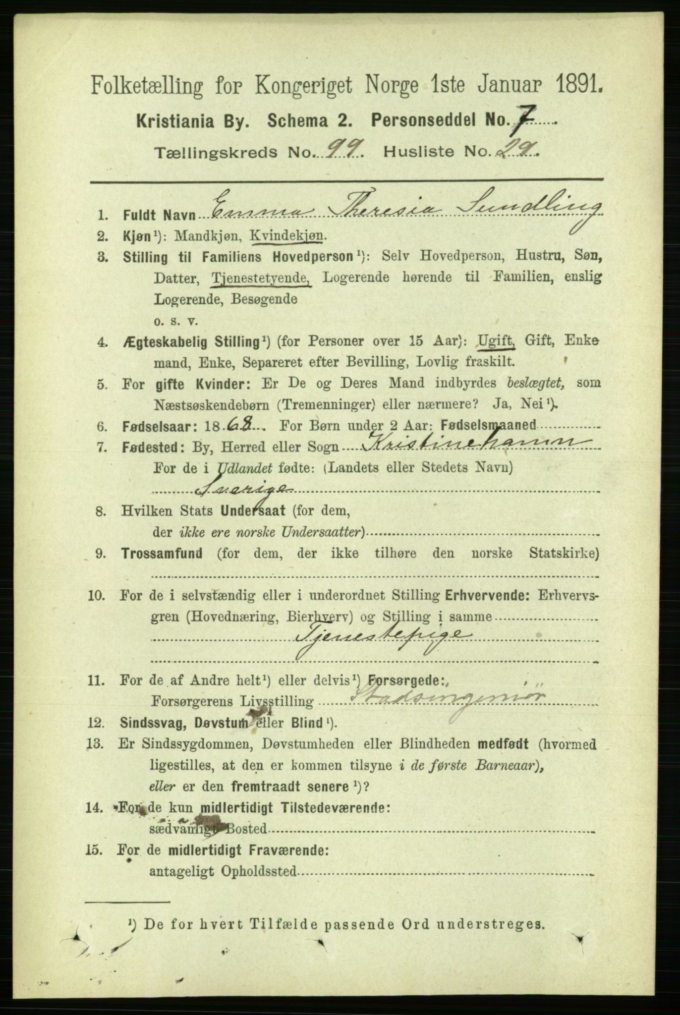 RA, 1891 census for 0301 Kristiania, 1891, p. 49080