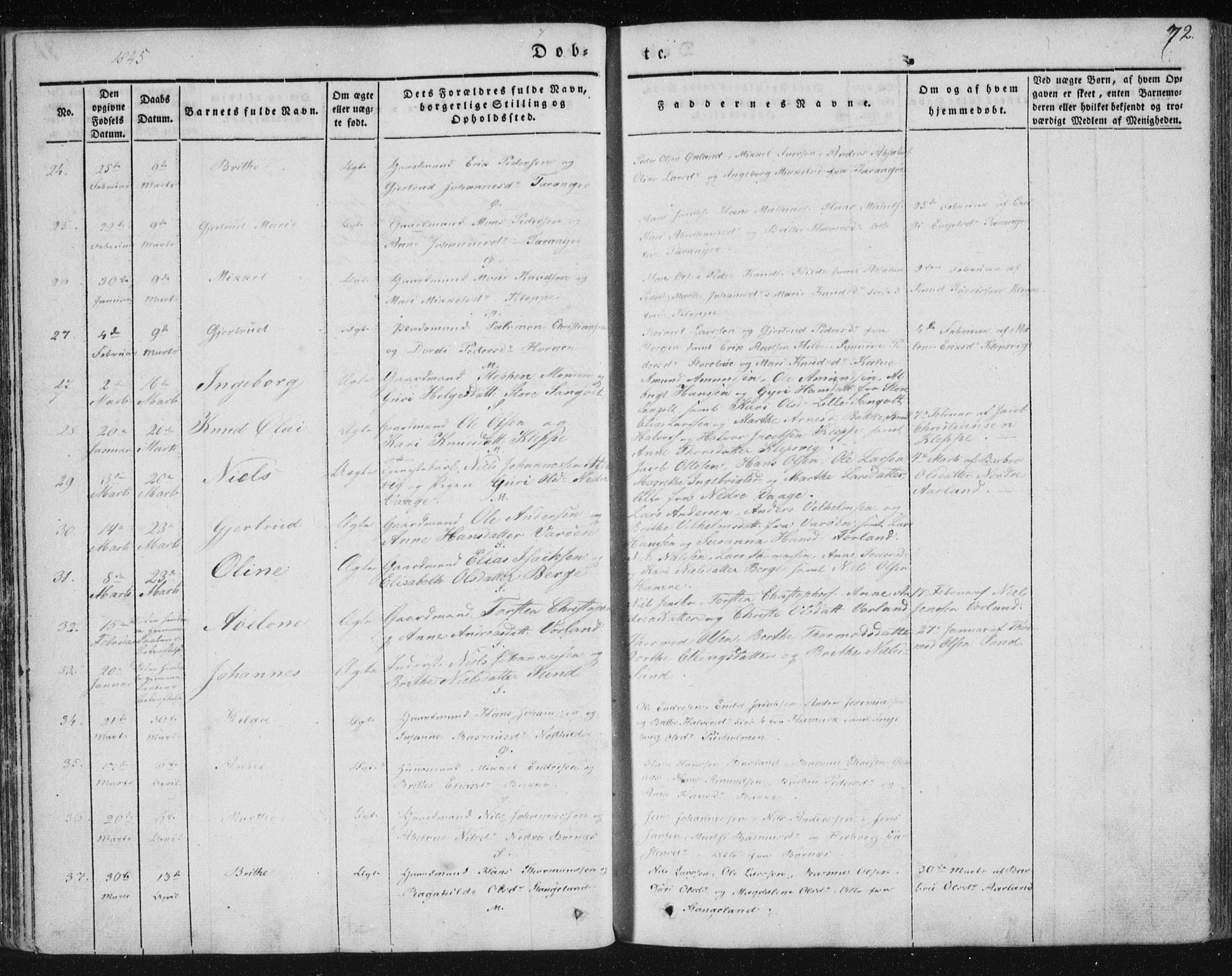 Sund sokneprestembete, AV/SAB-A-99930: Parish register (official) no. A 13, 1835-1849, p. 72