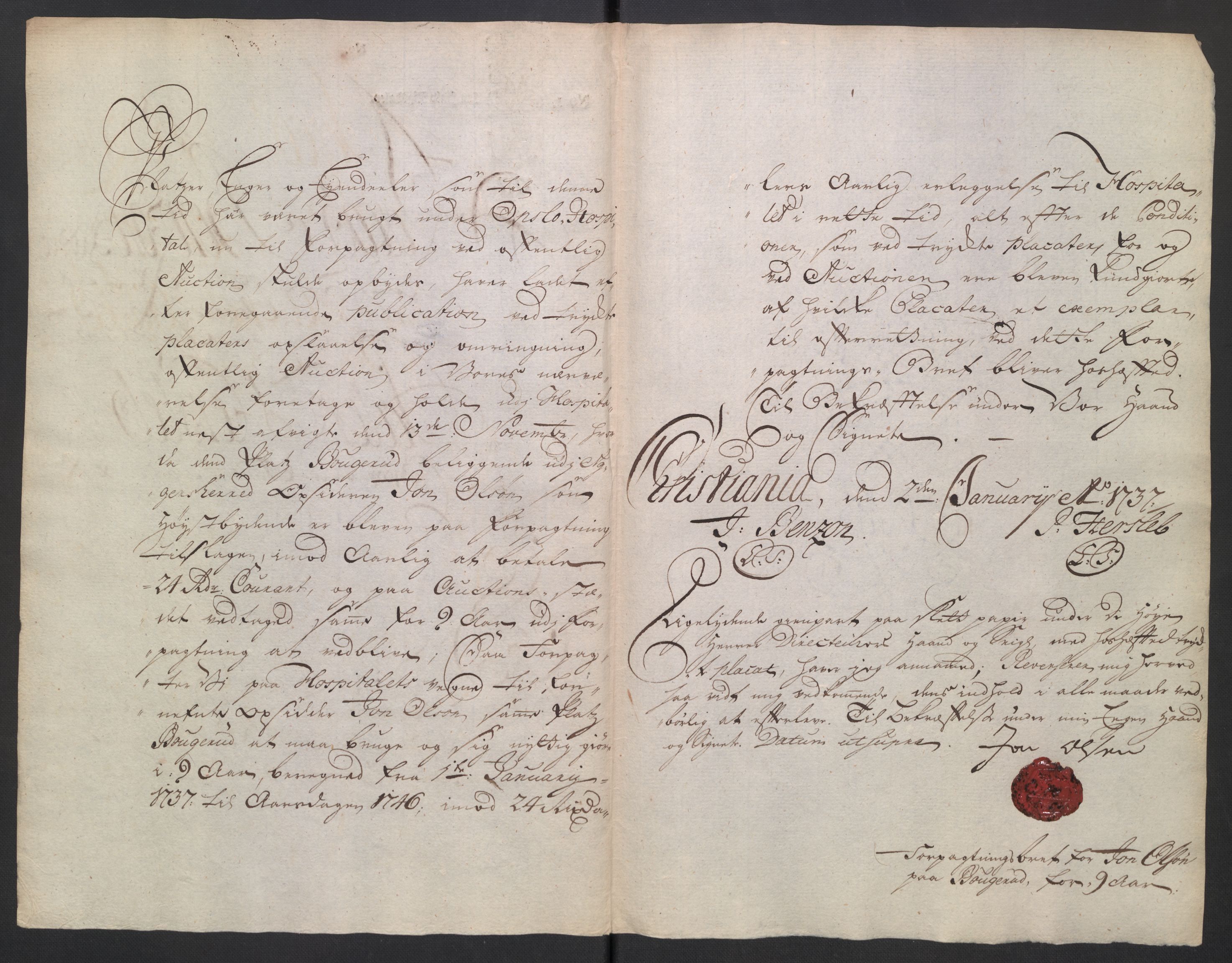 Oslo stiftsdireksjon, AV/SAO-A-11085/K/Kb/L0003/0002: Oslo Hospital / Auksjoner over Hospitalets eiendommer: Forpaktningen av plasser, tomter m.v., 1736-1737, p. 23