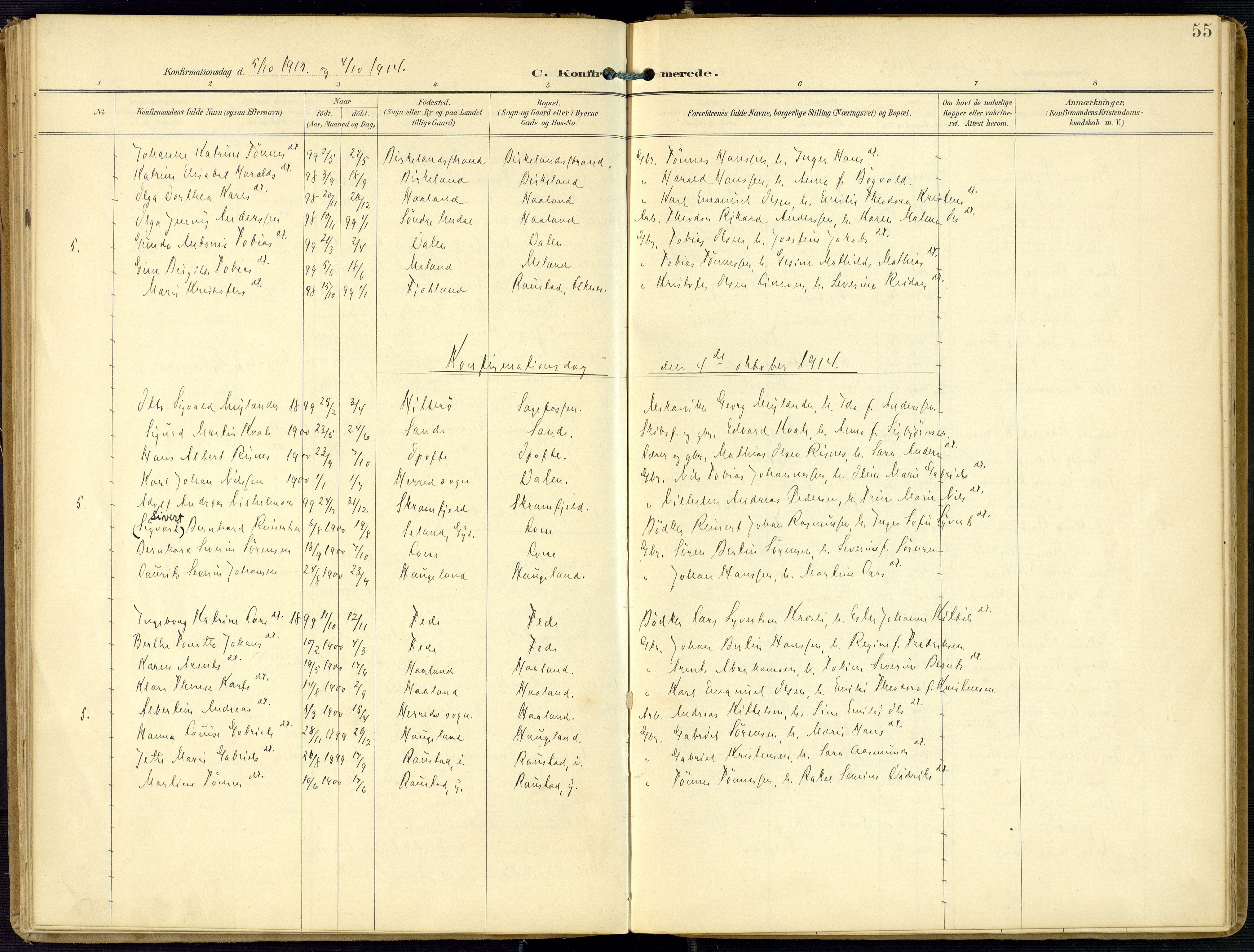 Kvinesdal sokneprestkontor, SAK/1111-0026/F/Fa/Faa/L0005: Parish register (official) no. A 5, 1898-1915, p. 55