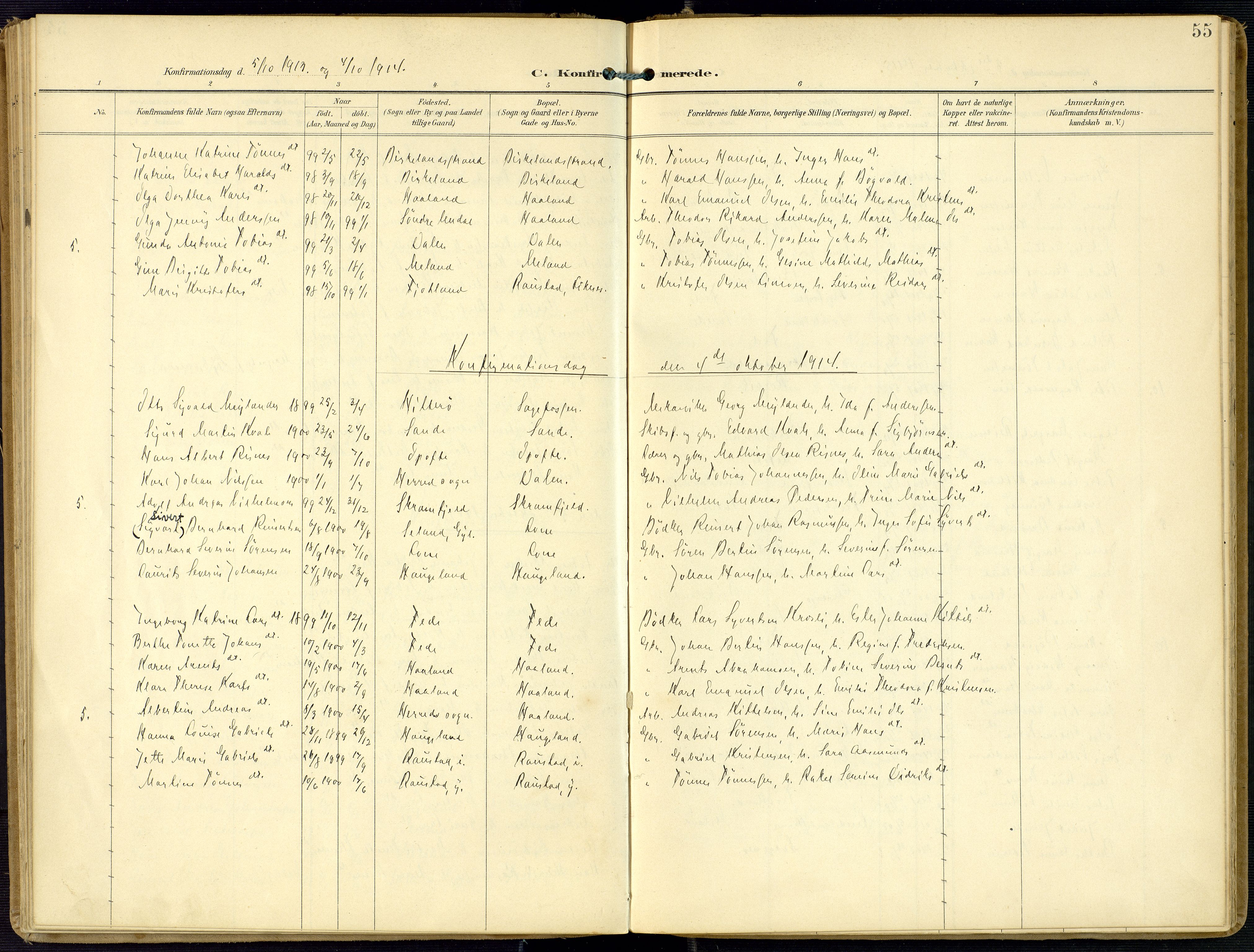 Kvinesdal sokneprestkontor, AV/SAK-1111-0026/F/Fa/Faa/L0005: Parish register (official) no. A 5, 1898-1915, p. 55