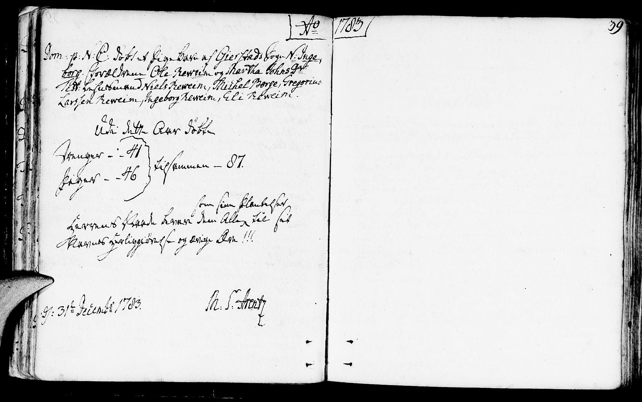 Haus sokneprestembete, AV/SAB-A-75601/H/Haa: Parish register (official) no. A 10, 1782-1796, p. 39