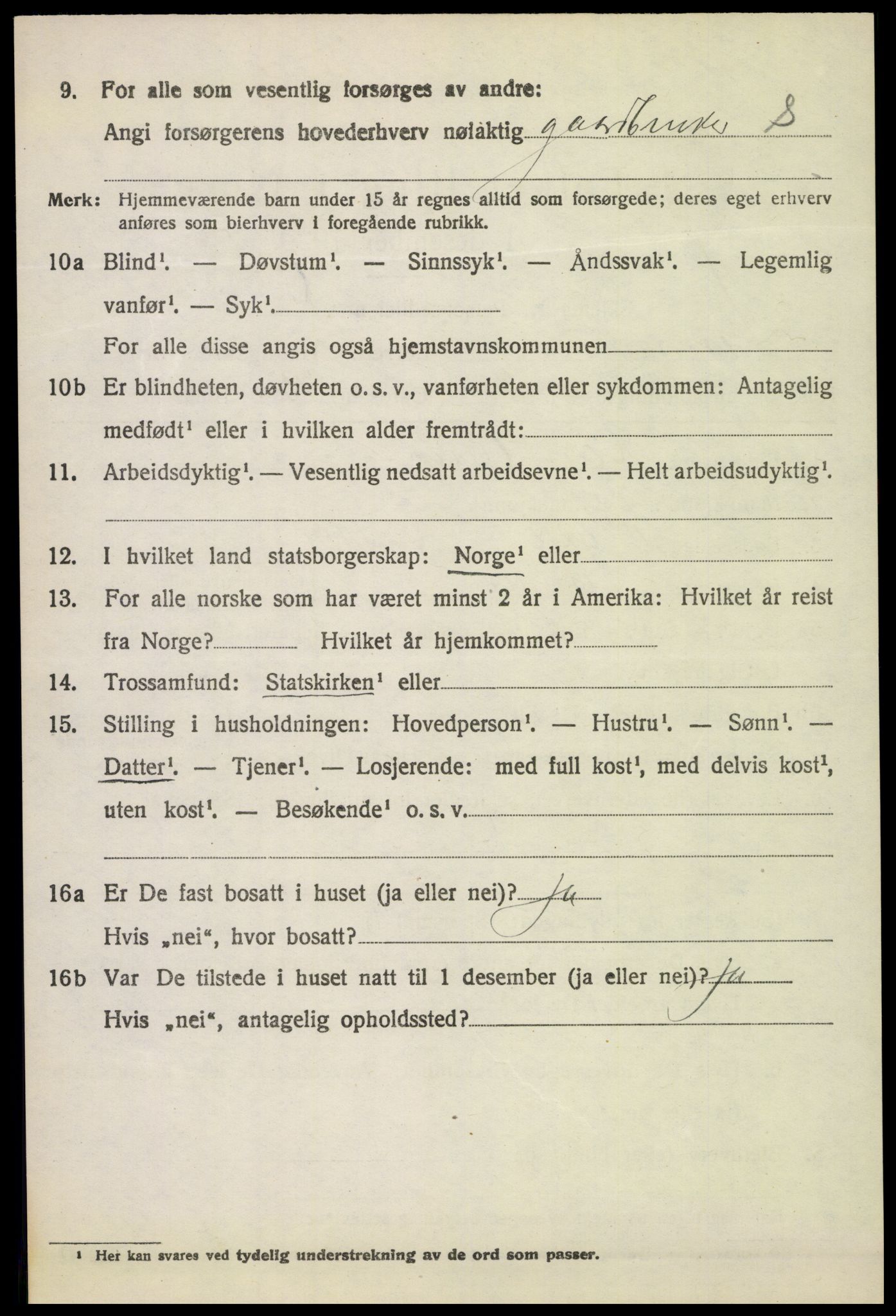 SAH, 1920 census for Lunner, 1920, p. 8626