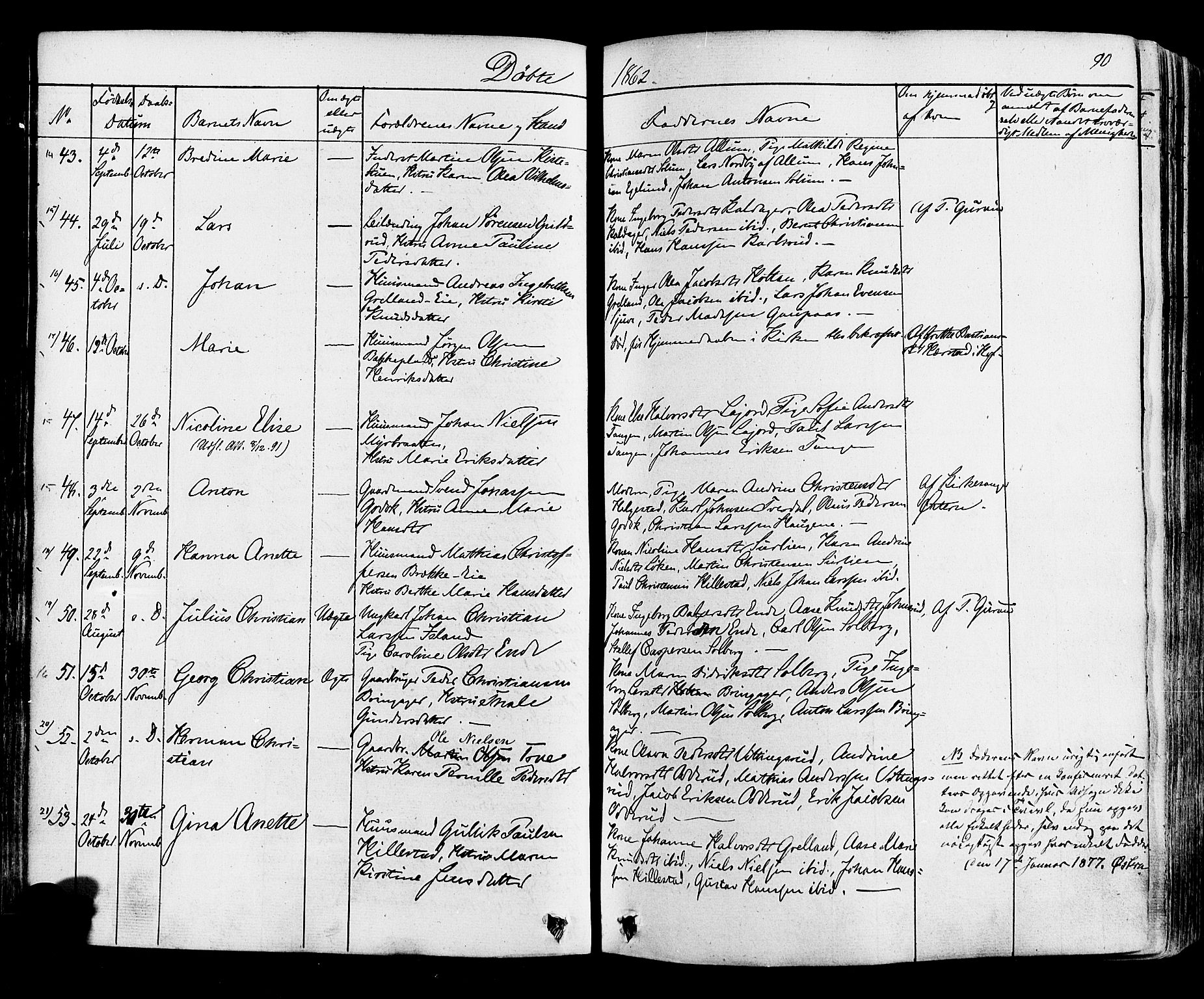 Botne kirkebøker, AV/SAKO-A-340/F/Fa/L0006: Parish register (official) no. I 6, 1836-1877, p. 90