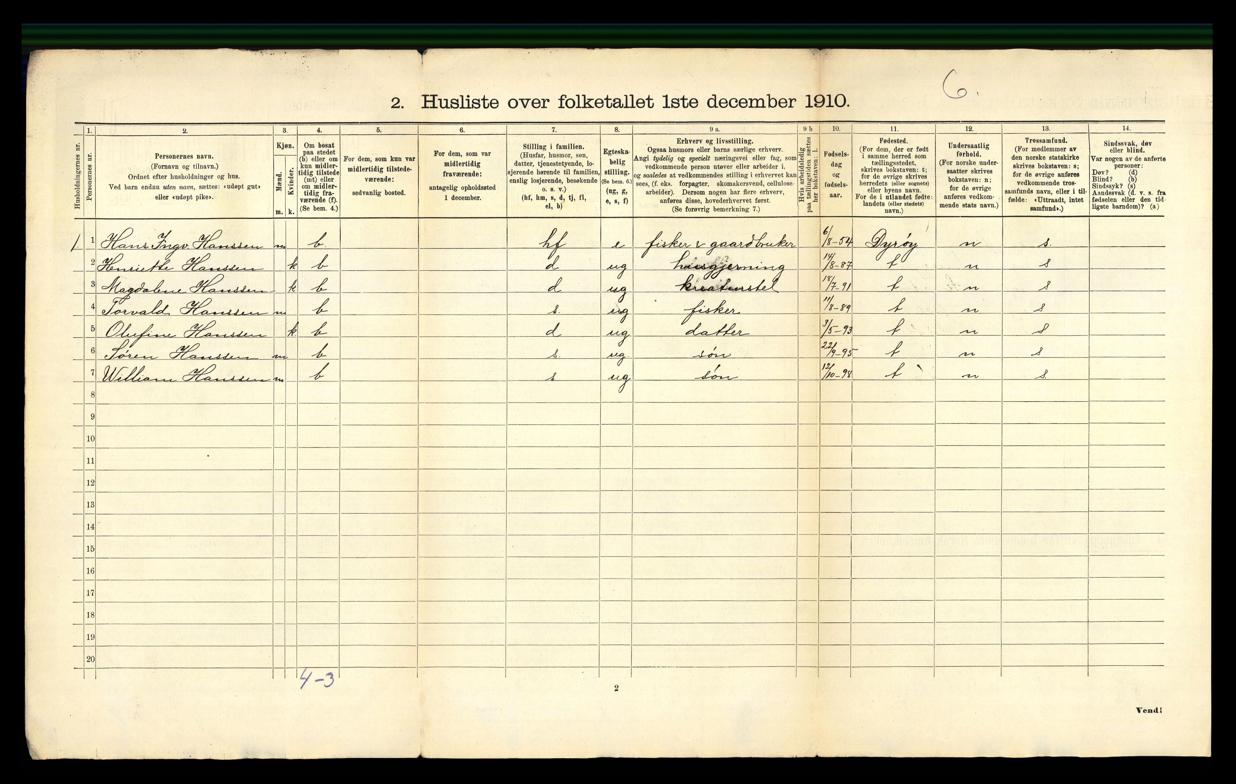 RA, 1910 census for Tranøy, 1910, p. 22