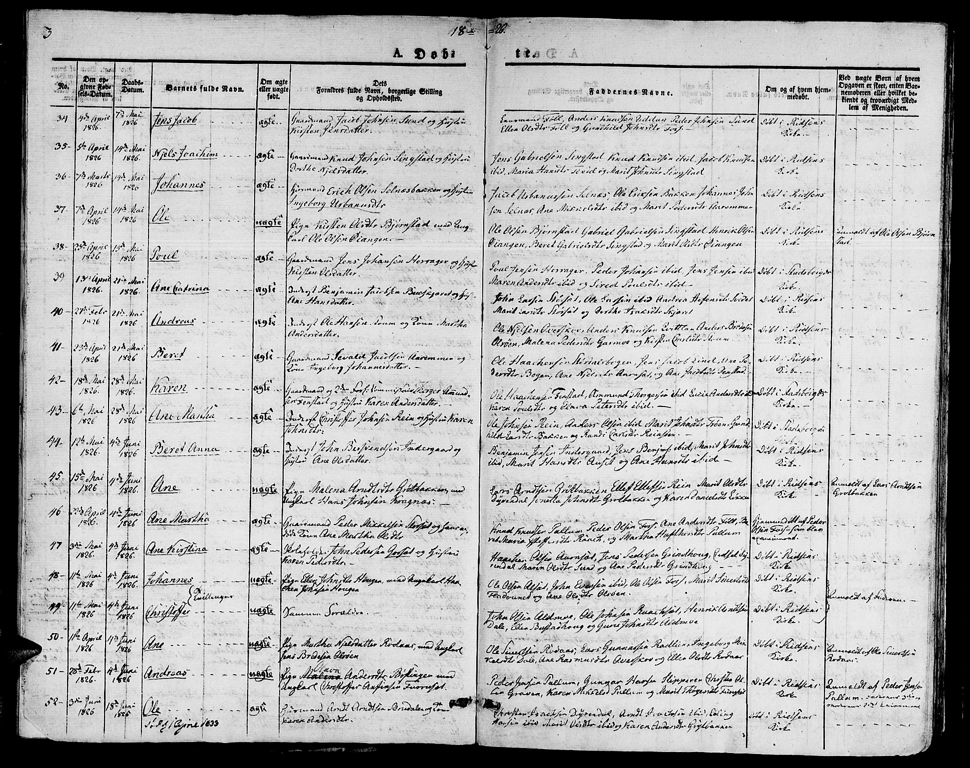 Ministerialprotokoller, klokkerbøker og fødselsregistre - Sør-Trøndelag, SAT/A-1456/646/L0609: Parish register (official) no. 646A07, 1826-1838, p. 3