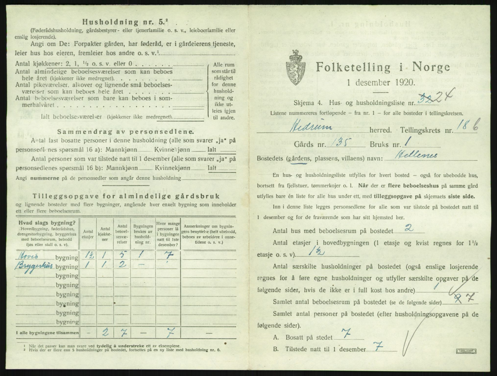 SAKO, 1920 census for Hedrum, 1920, p. 1655