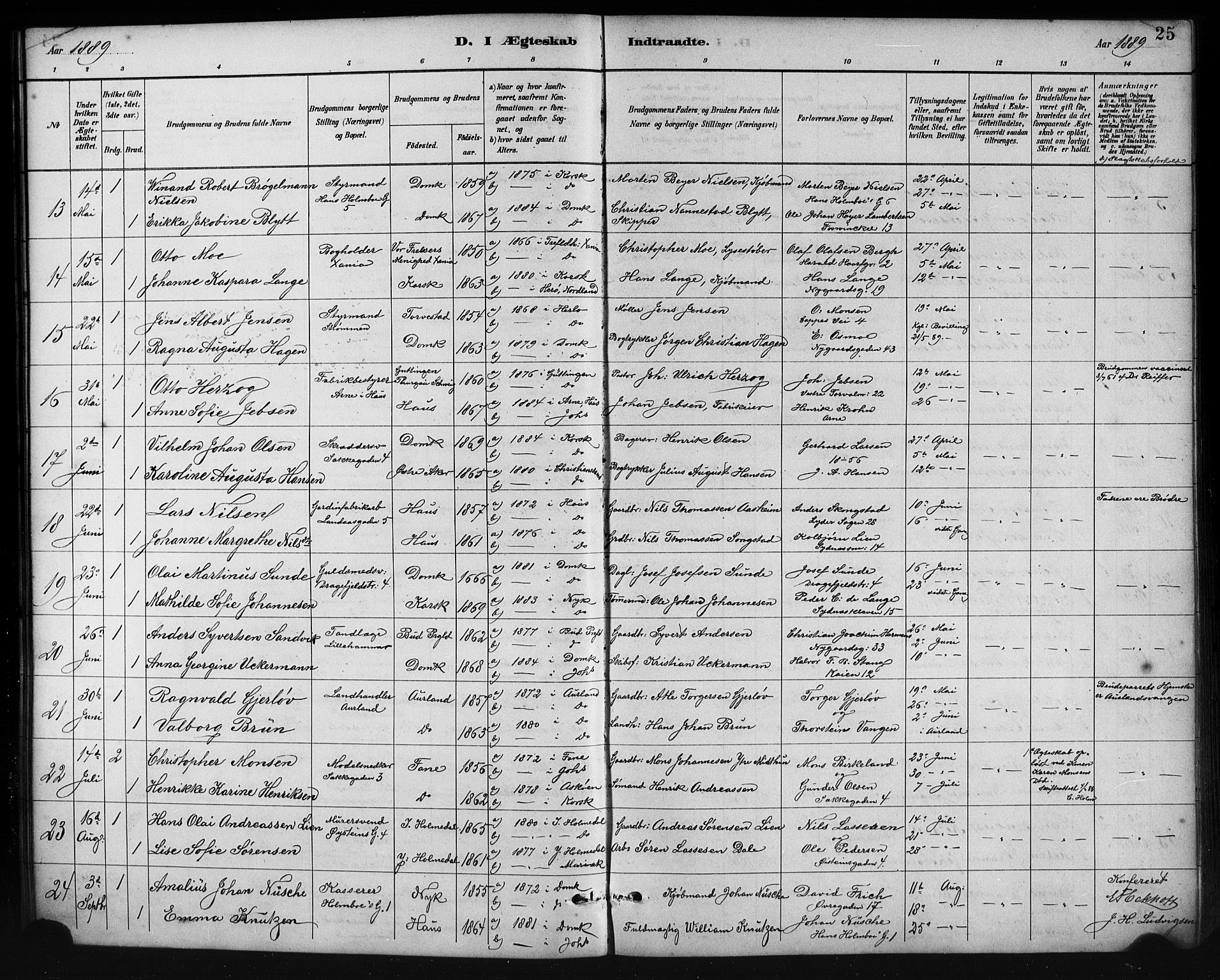 Johanneskirken sokneprestembete, SAB/A-76001/H/Hab: Parish register (copy) no. C 1, 1885-1912, p. 25