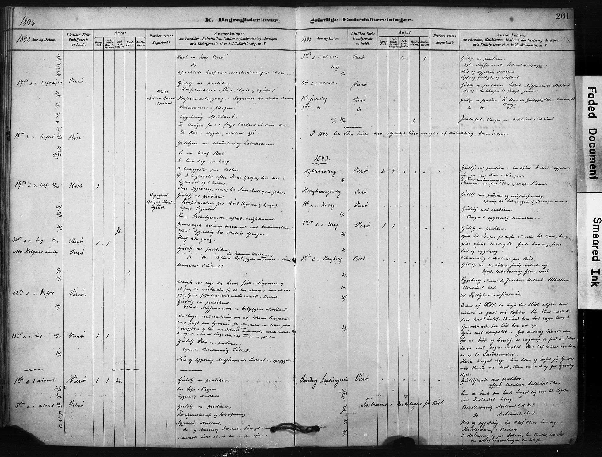 Ministerialprotokoller, klokkerbøker og fødselsregistre - Nordland, AV/SAT-A-1459/807/L0122: Parish register (official) no. 807A05, 1880-1902, p. 261