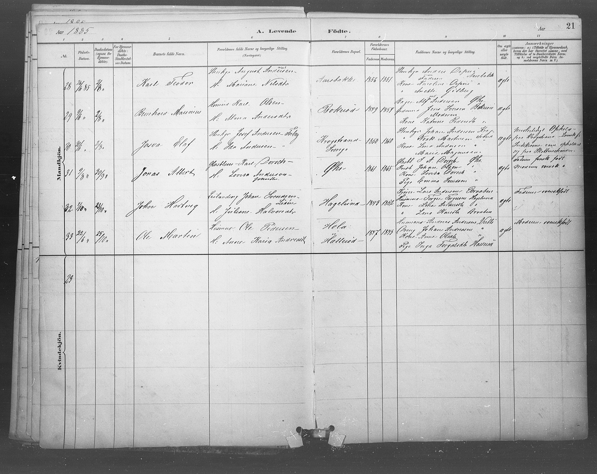 Idd prestekontor Kirkebøker, AV/SAO-A-10911/F/Fb/L0002: Parish register (official) no. II 2, 1882-1923, p. 21