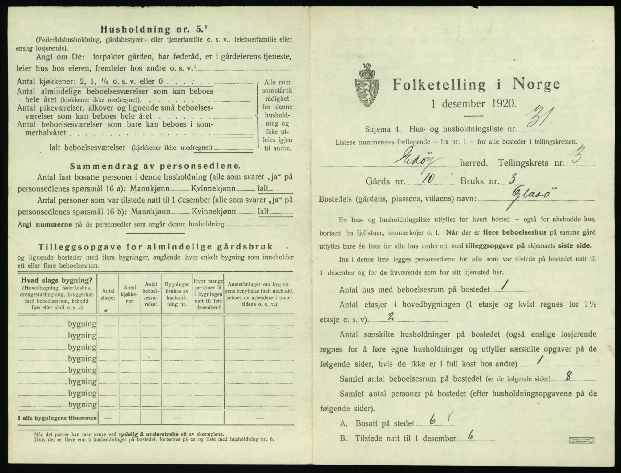 SAT, 1920 census for Edøy, 1920, p. 184