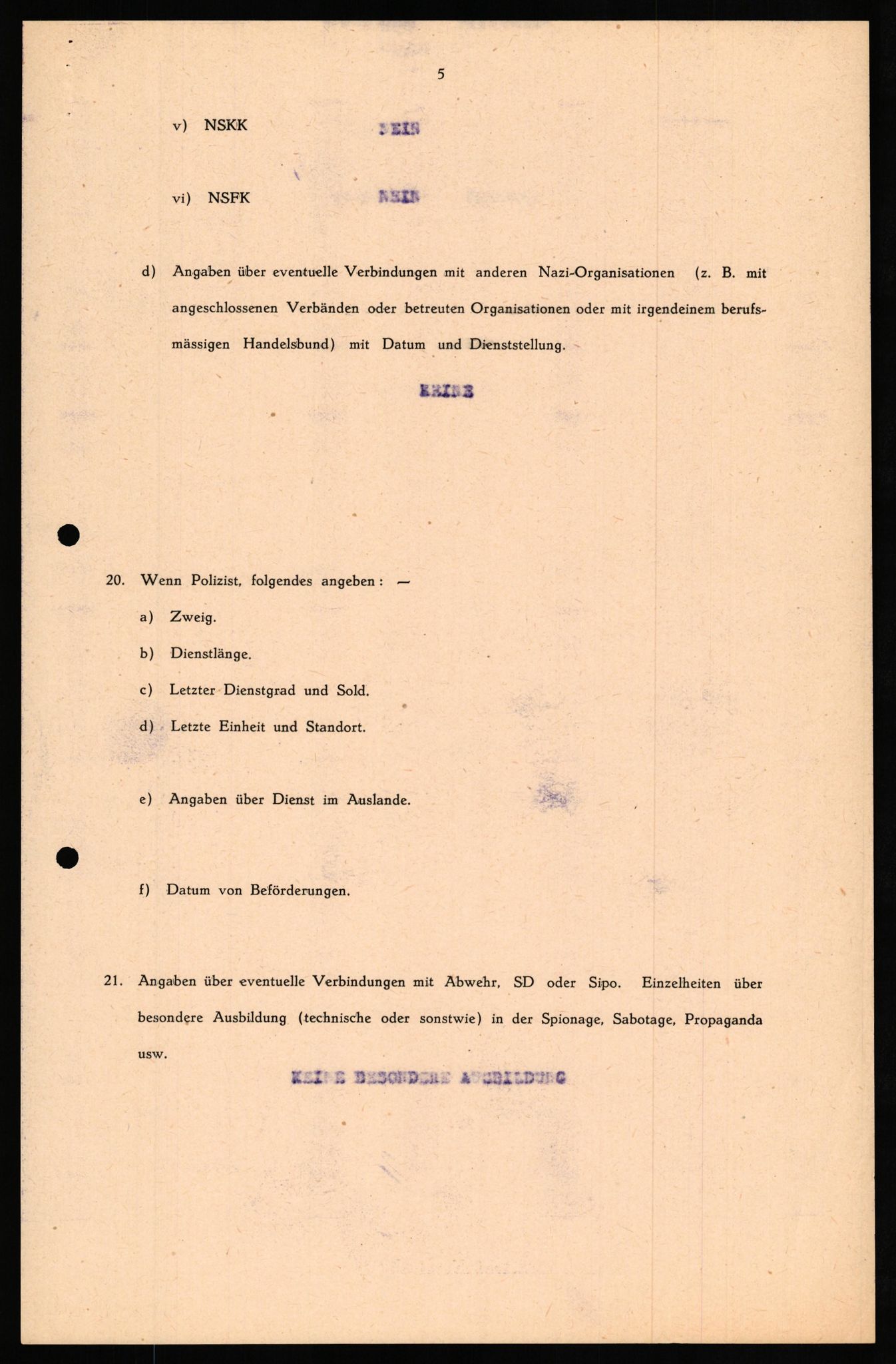 Forsvaret, Forsvarets overkommando II, AV/RA-RAFA-3915/D/Db/L0027: CI Questionaires. Tyske okkupasjonsstyrker i Norge. Tyskere., 1945-1946, p. 299