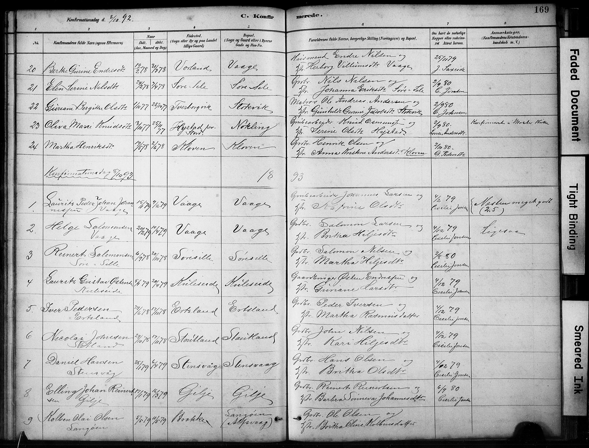 Finnås sokneprestembete, SAB/A-99925/H/Ha/Hab/Habb/L0003: Parish register (copy) no. B 3, 1882-1897, p. 169