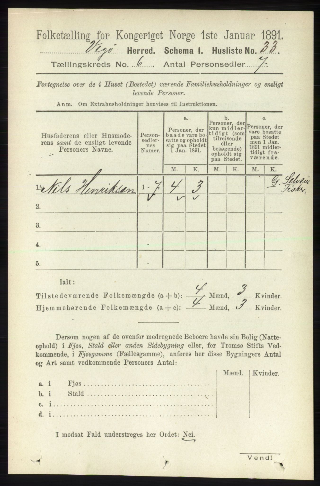 RA, 1891 census for 1815 Vega, 1891, p. 2556