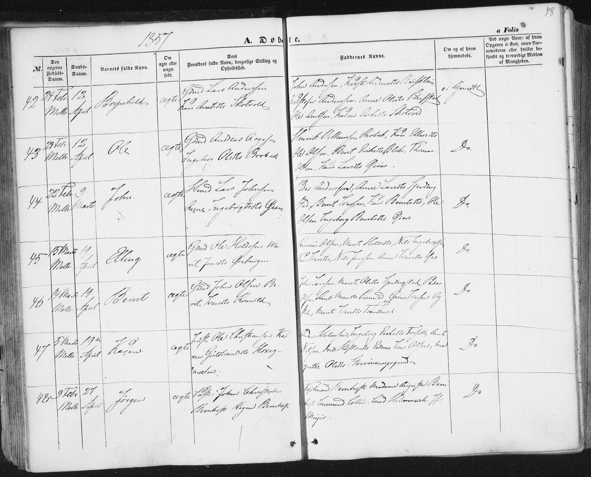 Ministerialprotokoller, klokkerbøker og fødselsregistre - Sør-Trøndelag, AV/SAT-A-1456/691/L1076: Parish register (official) no. 691A08, 1852-1861, p. 78