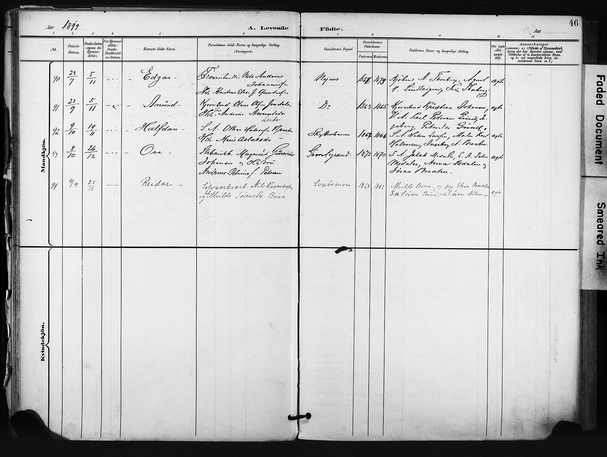 Kongsberg kirkebøker, AV/SAKO-A-22/F/Fb/L0003: Parish register (official) no. II 3, 1896-1905, p. 46