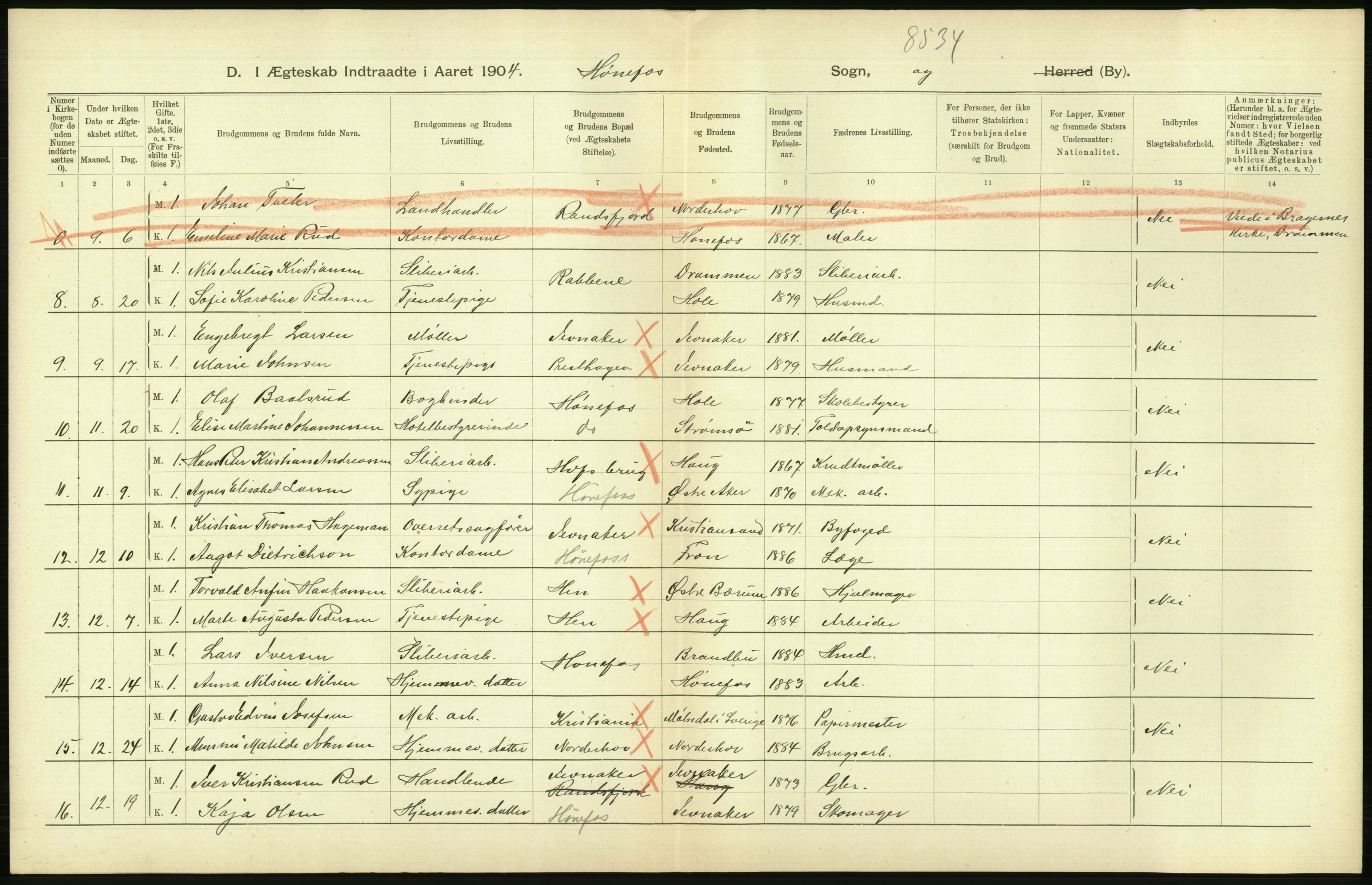 Statistisk sentralbyrå, Sosiodemografiske emner, Befolkning, AV/RA-S-2228/D/Df/Dfa/Dfab/L0007: Buskerud amt: Fødte, gifte, døde, 1904, p. 654