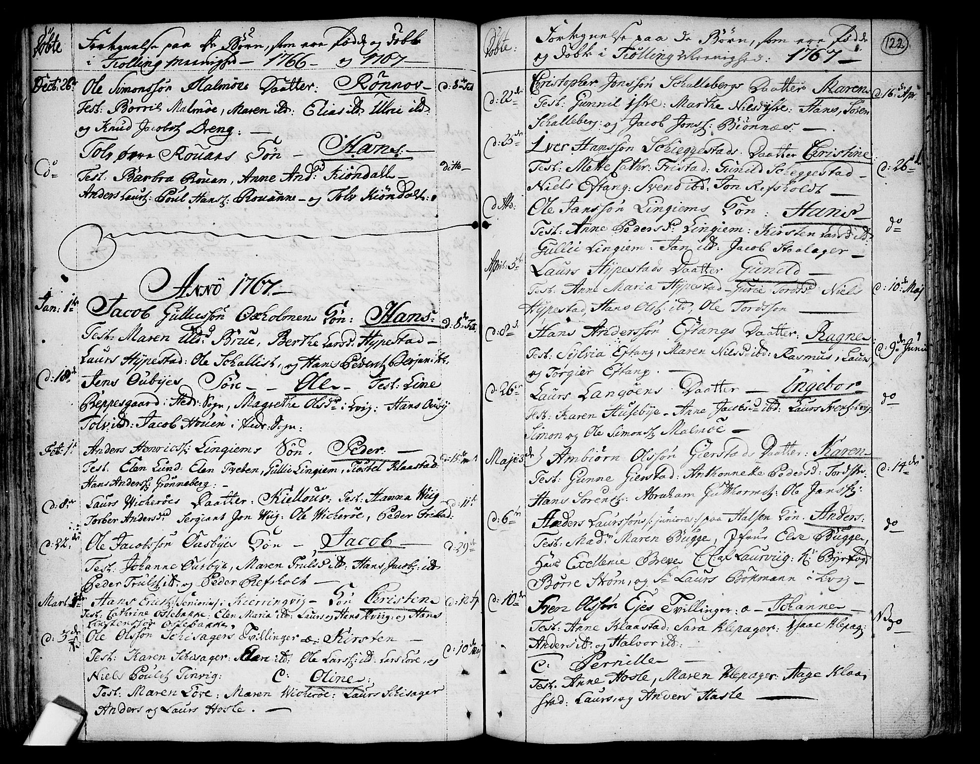 Tjølling kirkebøker, SAKO/A-60/F/Fa/L0003: Parish register (official) no. 3, 1735-1778, p. 122