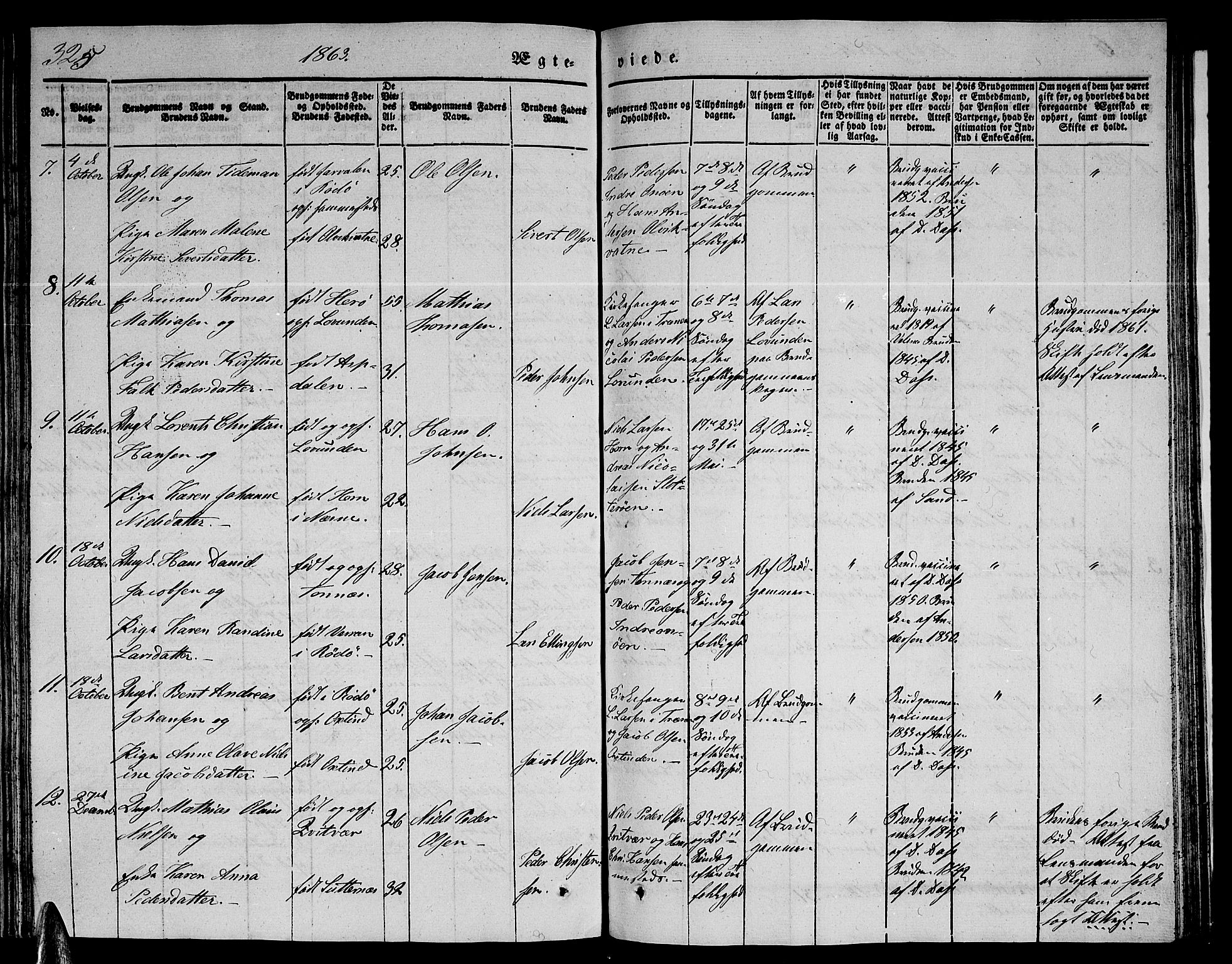 Ministerialprotokoller, klokkerbøker og fødselsregistre - Nordland, AV/SAT-A-1459/839/L0572: Parish register (copy) no. 839C02, 1841-1873, p. 325