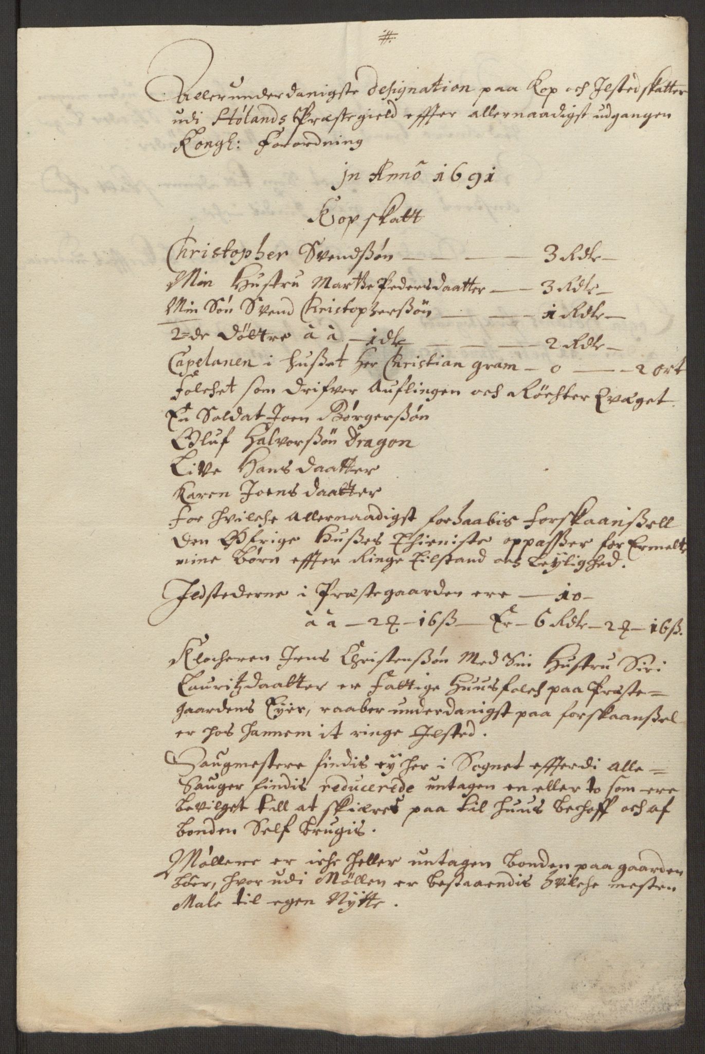 Rentekammeret inntil 1814, Reviderte regnskaper, Fogderegnskap, AV/RA-EA-4092/R11/L0575: Fogderegnskap Nedre Romerike, 1691, p. 172