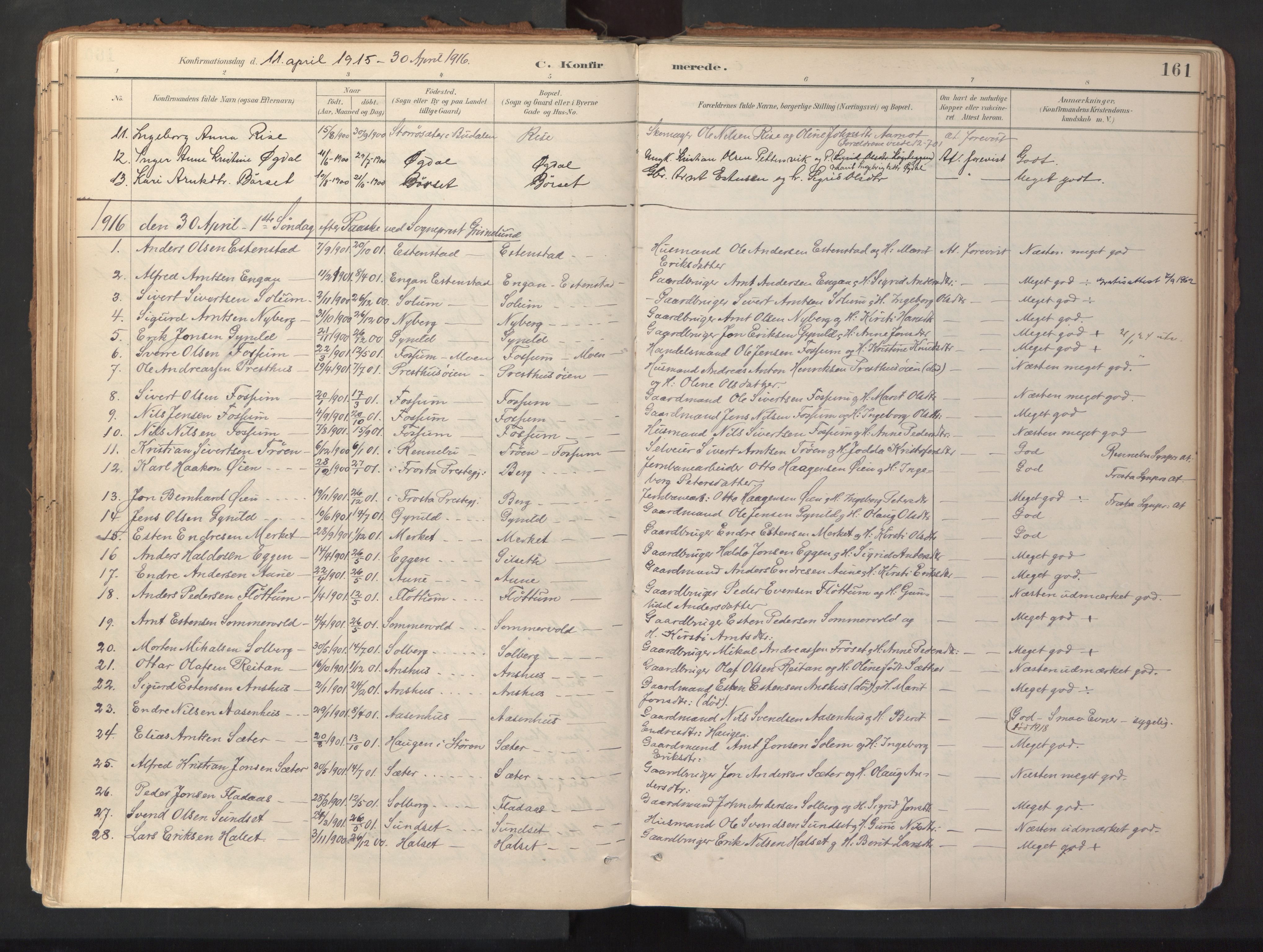 Ministerialprotokoller, klokkerbøker og fødselsregistre - Sør-Trøndelag, SAT/A-1456/689/L1041: Parish register (official) no. 689A06, 1891-1923, p. 161