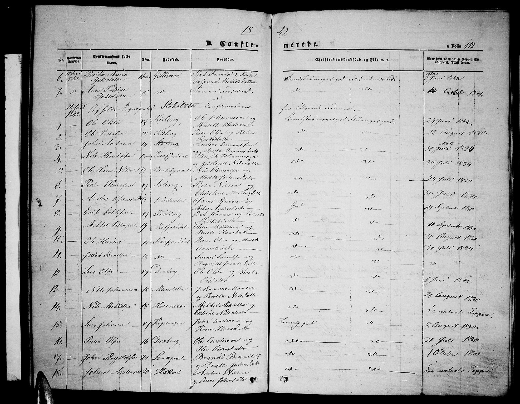 Lyngen sokneprestembete, SATØ/S-1289/H/He/Heb/L0002klokker: Parish register (copy) no. 2, 1839-1860, p. 172
