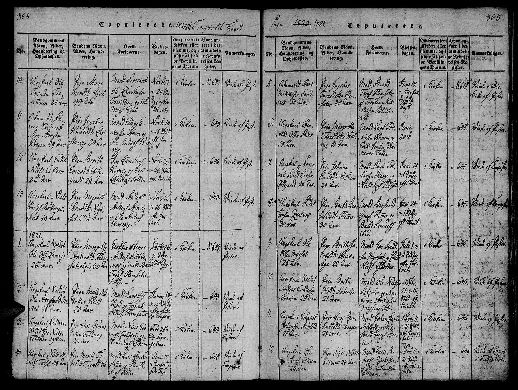 Ministerialprotokoller, klokkerbøker og fødselsregistre - Møre og Romsdal, AV/SAT-A-1454/586/L0982: Parish register (official) no. 586A08, 1819-1829, p. 364-365