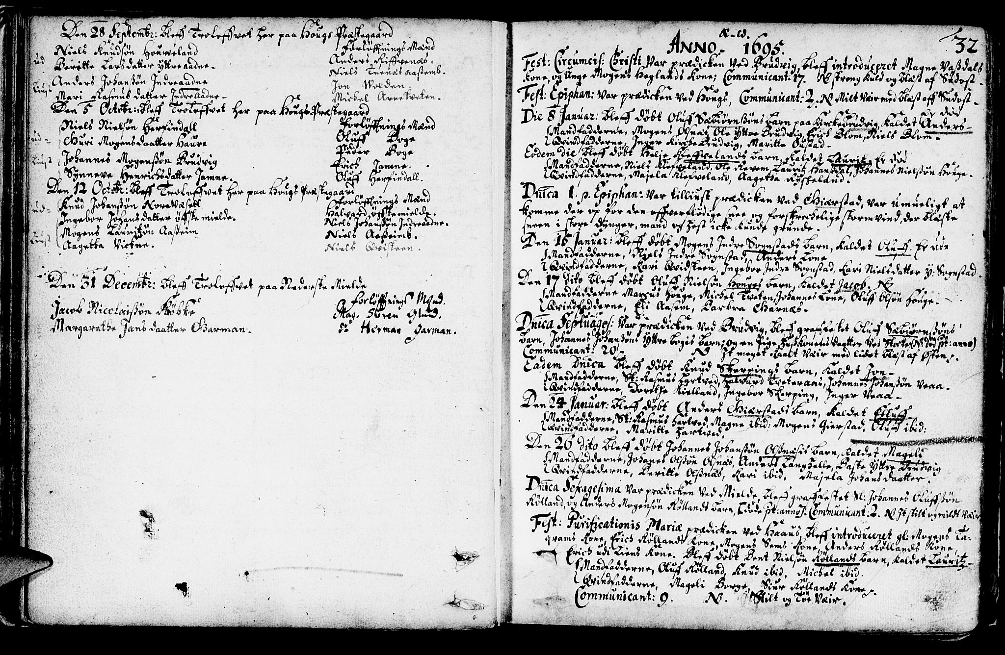 Haus sokneprestembete, SAB/A-75601/H/Haa: Parish register (official) no. A 1, 1691-1712, p. 32