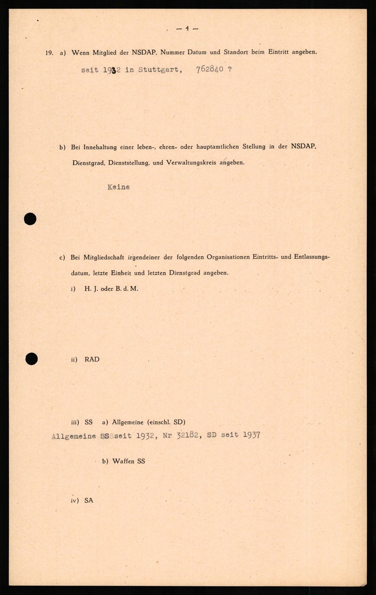 Forsvaret, Forsvarets overkommando II, AV/RA-RAFA-3915/D/Db/L0021: CI Questionaires. Tyske okkupasjonsstyrker i Norge. Tyskere., 1945-1946, p. 74