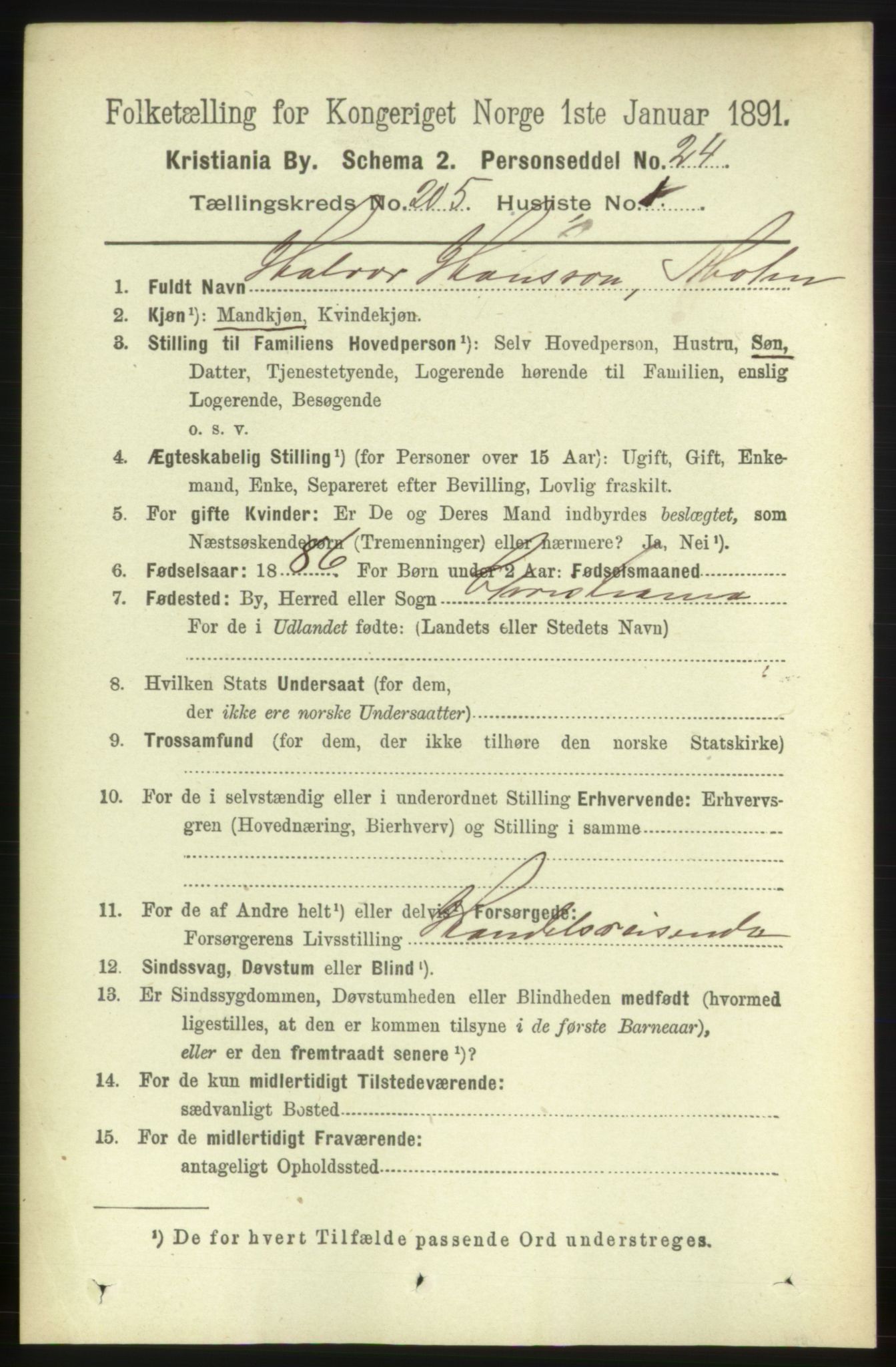 RA, 1891 census for 0301 Kristiania, 1891, p. 123353