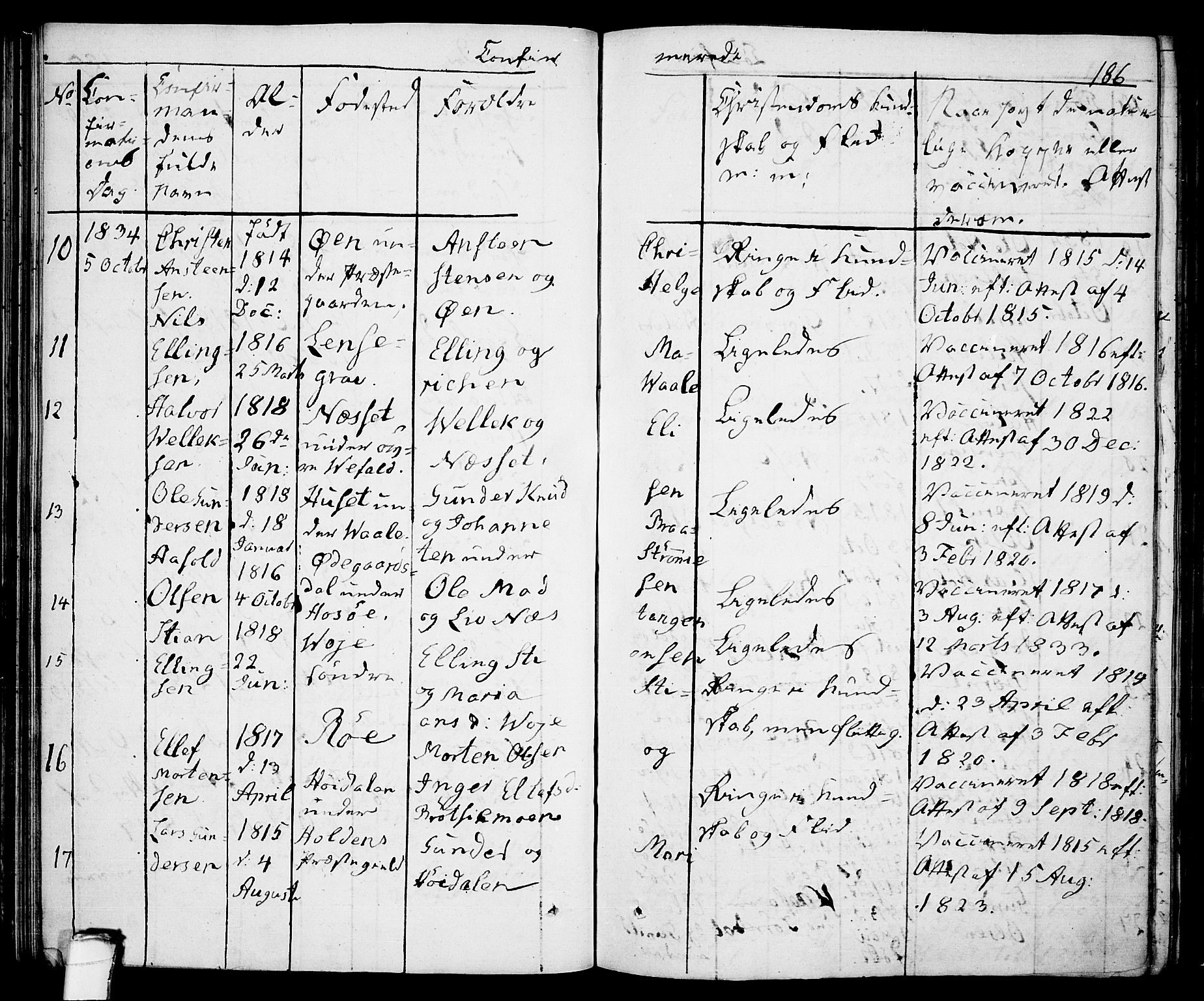 Drangedal kirkebøker, AV/SAKO-A-258/F/Fa/L0006: Parish register (official) no. 6, 1831-1837, p. 186