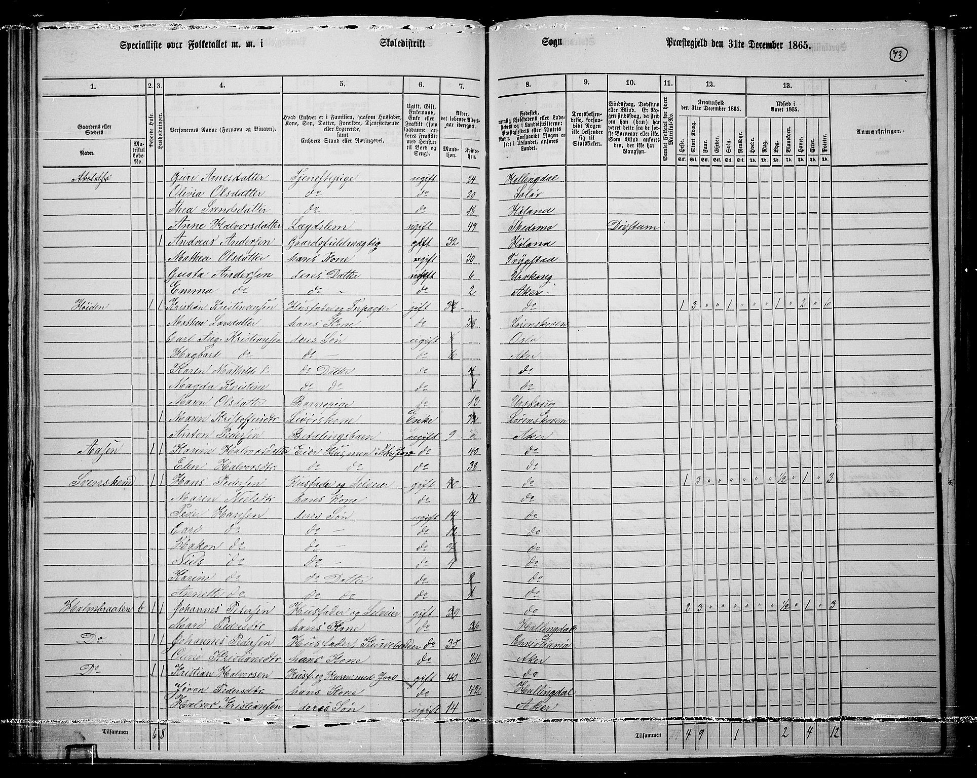 RA, 1865 census for Østre Aker, 1865, p. 297