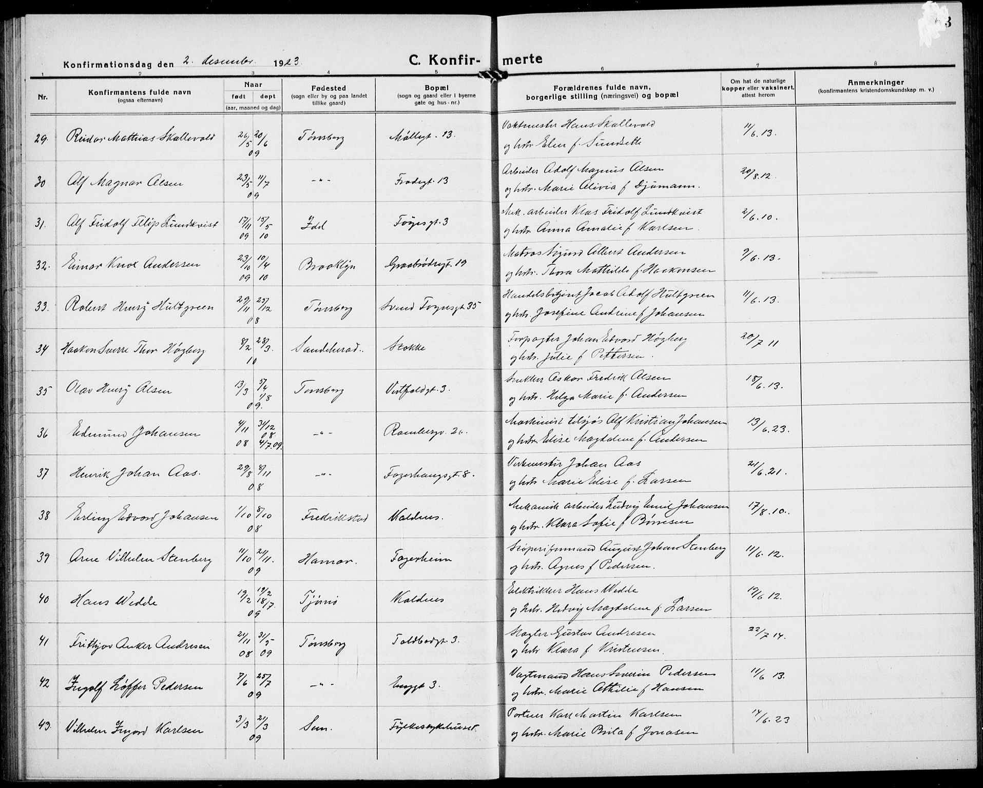 Tønsberg kirkebøker, AV/SAKO-A-330/G/Ga/L0013: Parish register (copy) no. 13, 1920-1929, p. 63