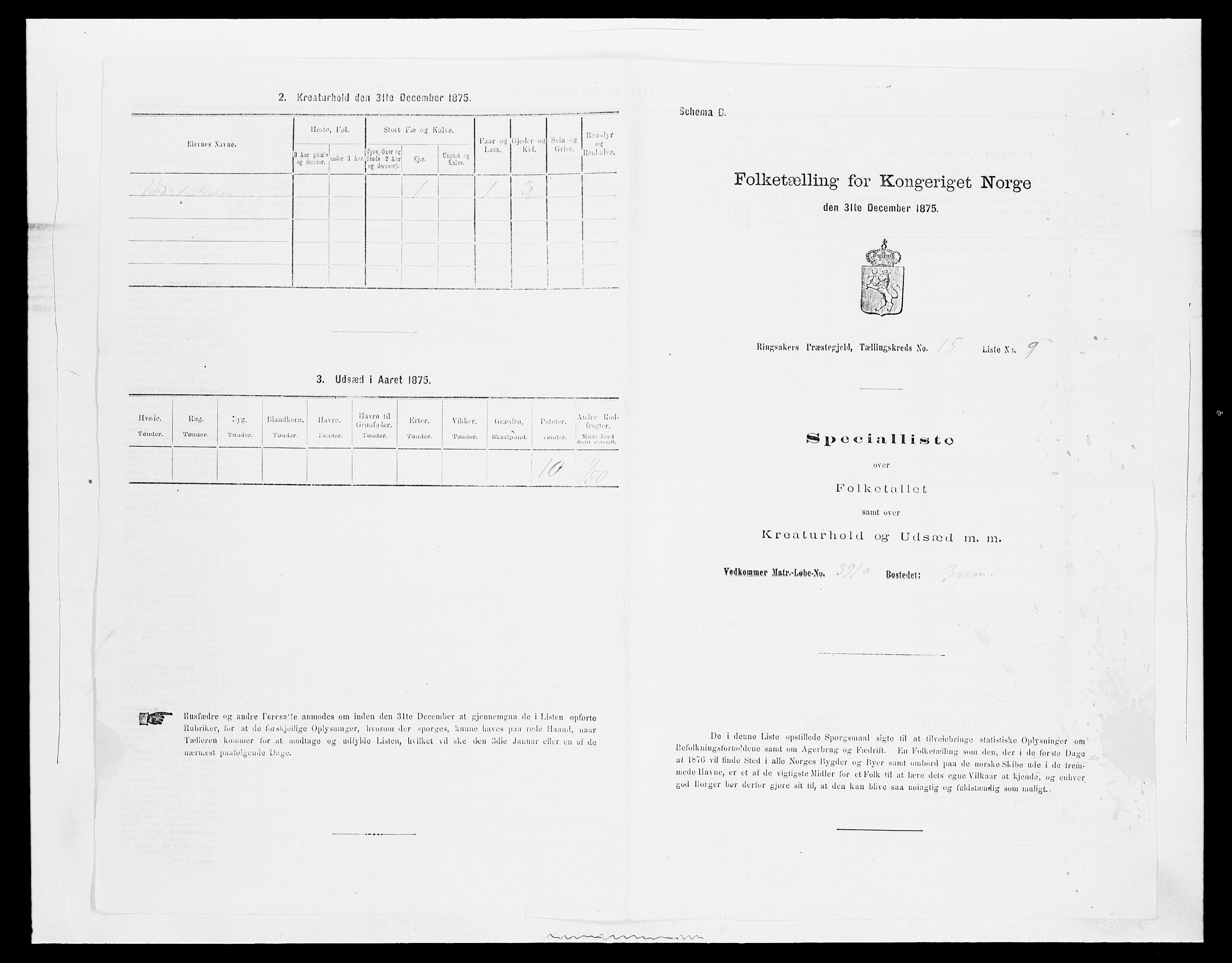 SAH, 1875 census for 0412P Ringsaker, 1875, p. 3048