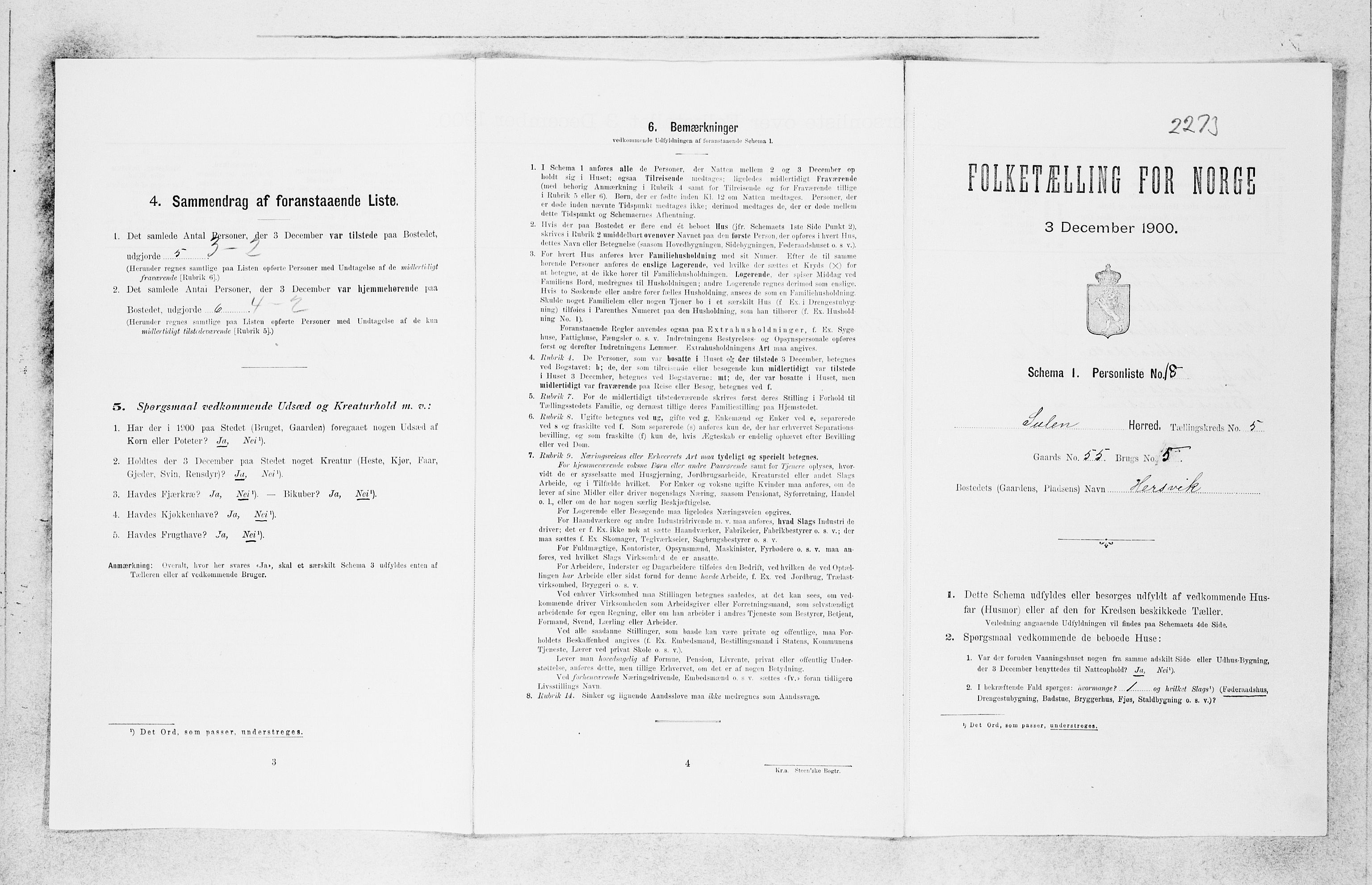 SAB, 1900 census for Solund, 1900, p. 326