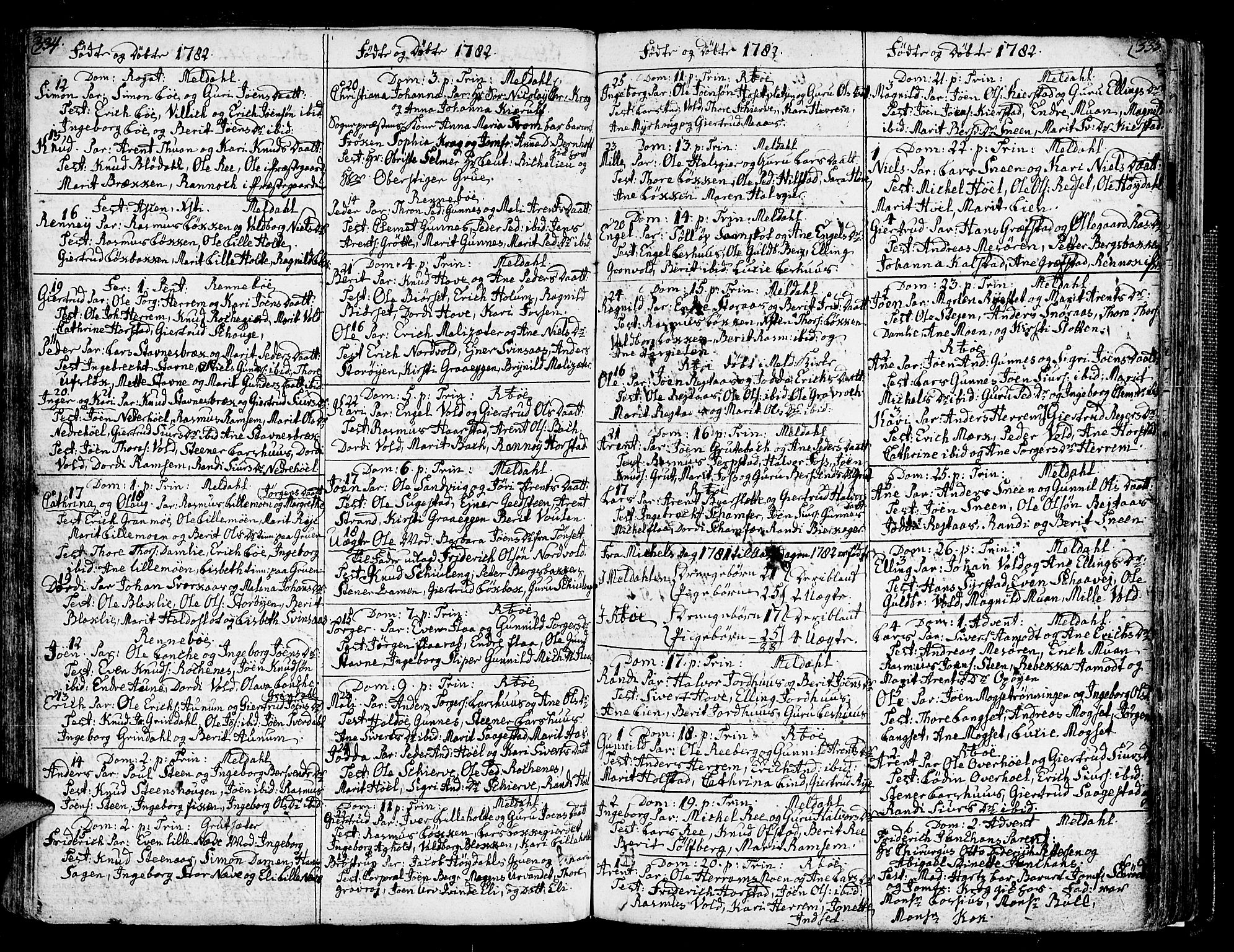 Ministerialprotokoller, klokkerbøker og fødselsregistre - Sør-Trøndelag, AV/SAT-A-1456/672/L0852: Parish register (official) no. 672A05, 1776-1815, p. 334-335