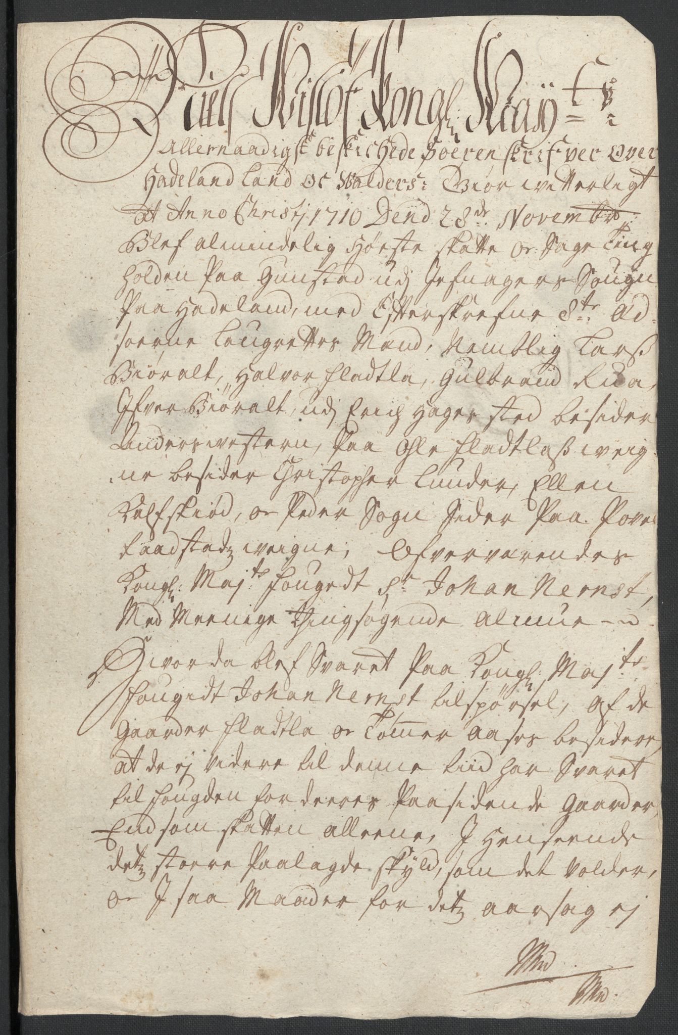 Rentekammeret inntil 1814, Reviderte regnskaper, Fogderegnskap, AV/RA-EA-4092/R18/L1307: Fogderegnskap Hadeland, Toten og Valdres, 1710, p. 128